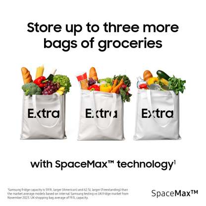 Samsung RB34C632ESAEU 59.5cm 65/35 Split Freestanding Tall Fridge Freezer Silver