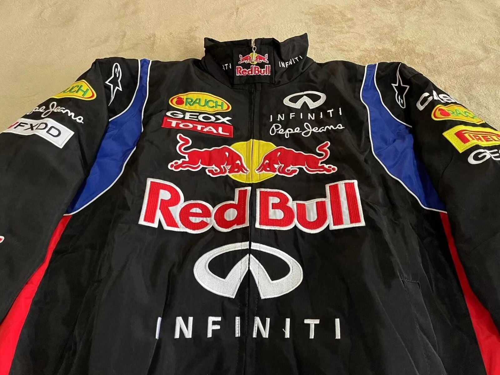 Adult F1 Vintage Racing Jacket, Ebroidered Cotton Padded ,Red Bull Jacket