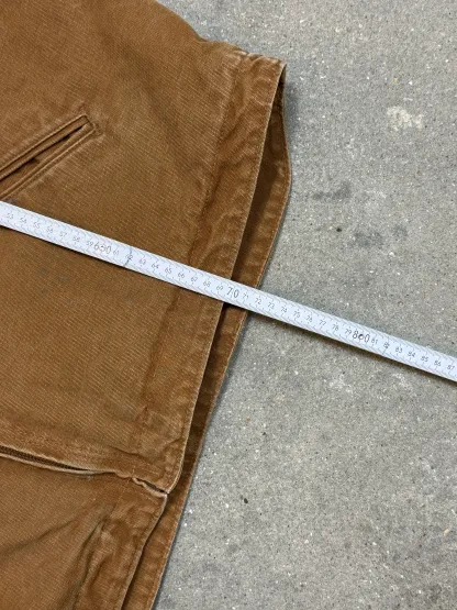 1990s Carhartt J141-211 Mens Brown Sherpa Lined Work Hooded Active Jacket (size XL Regular) Made in Mexico