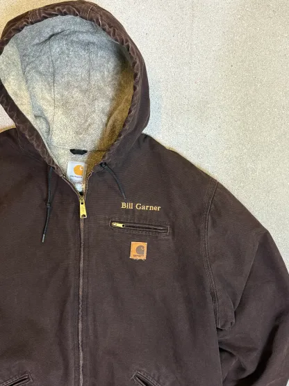 1990s Carhartt Active Jacket J141 DKB in Faded Brown 'Bill Garner'  (size XXL) (2XL Tall) Assembled in mexico