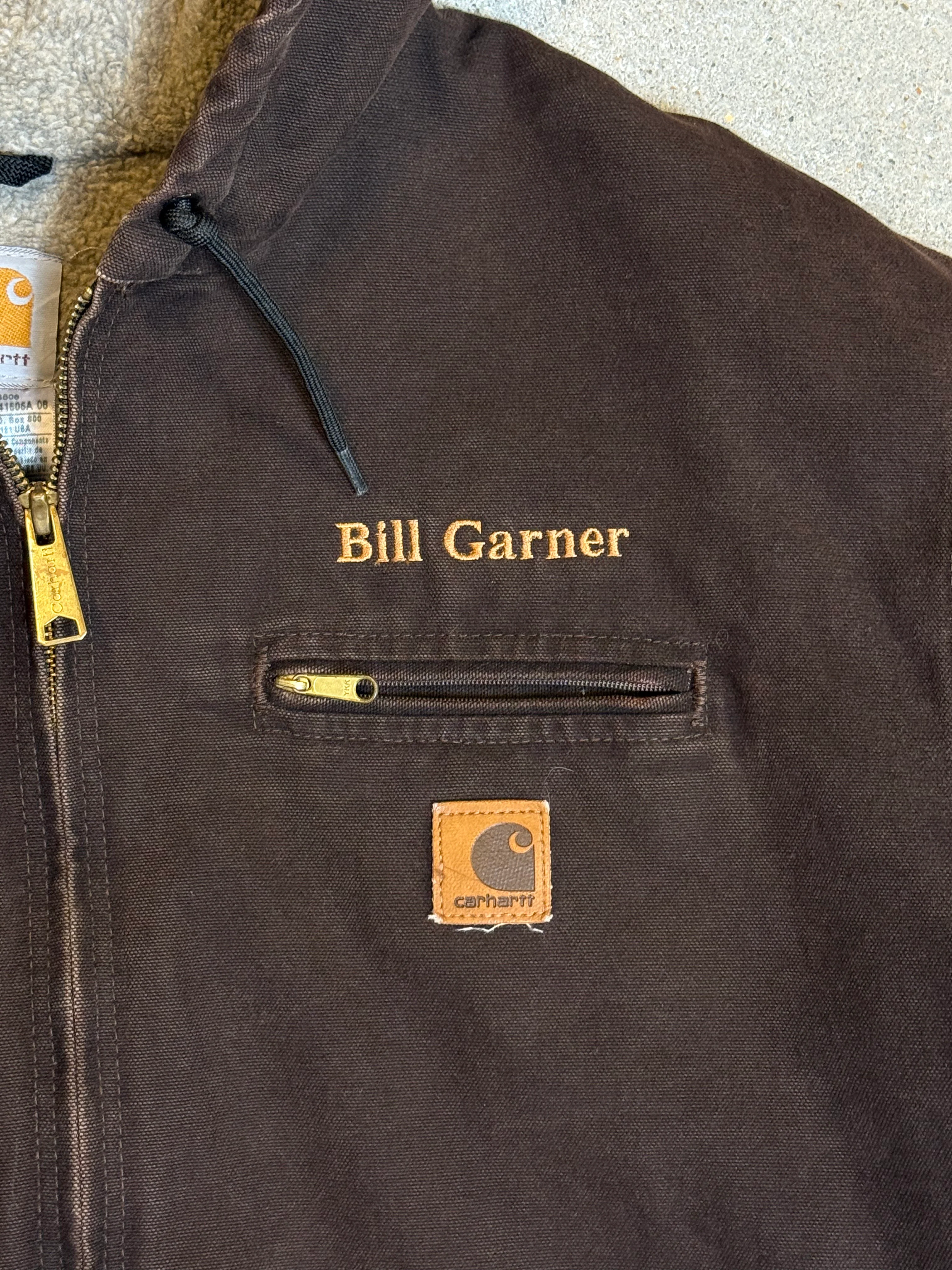 1990s Carhartt Active Jacket J141 DKB in Faded Brown 'Bill Garner'  (size XXL) (2XL Tall) Assembled in mexico