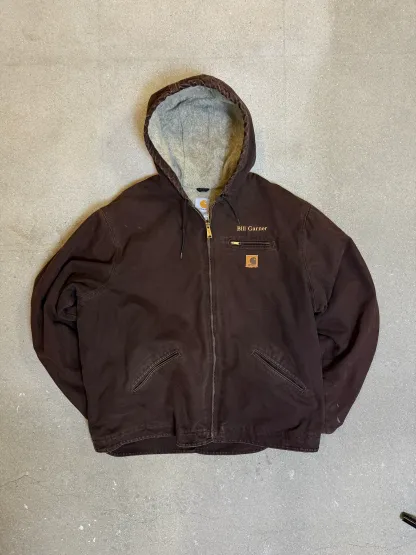 1990s Carhartt Active Jacket J141 DKB in Faded Brown 'Bill Garner'  (size XXL) (2XL Tall) Assembled in mexico