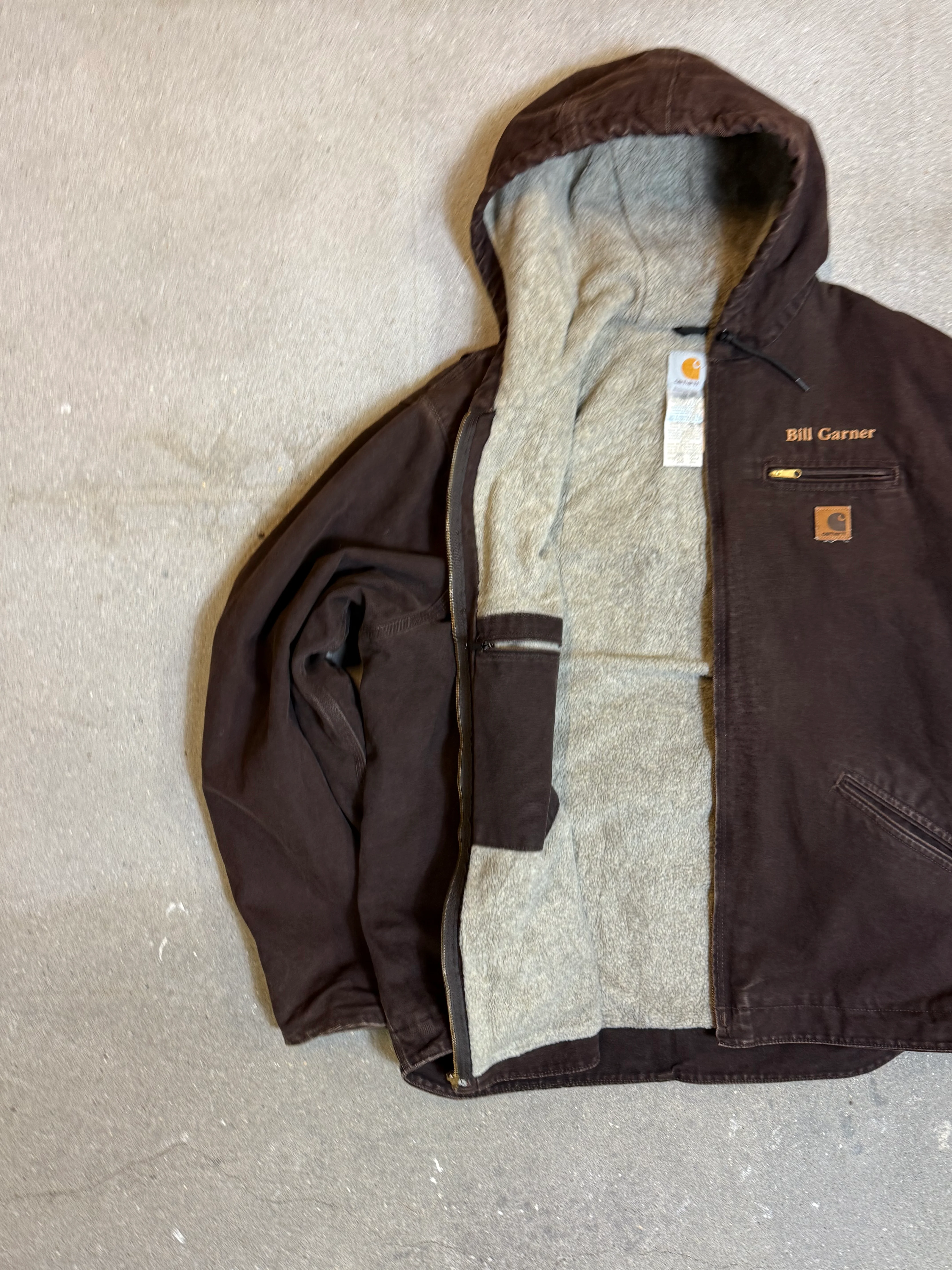 1990s Carhartt Active Jacket J141 DKB in Faded Brown 'Bill Garner'  (size XXL) (2XL Tall) Assembled in mexico