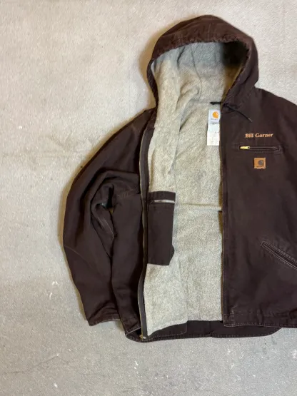 1990s Carhartt Active Jacket J141 DKB in Faded Brown 'Bill Garner'  (size XXL) (2XL Tall) Assembled in mexico