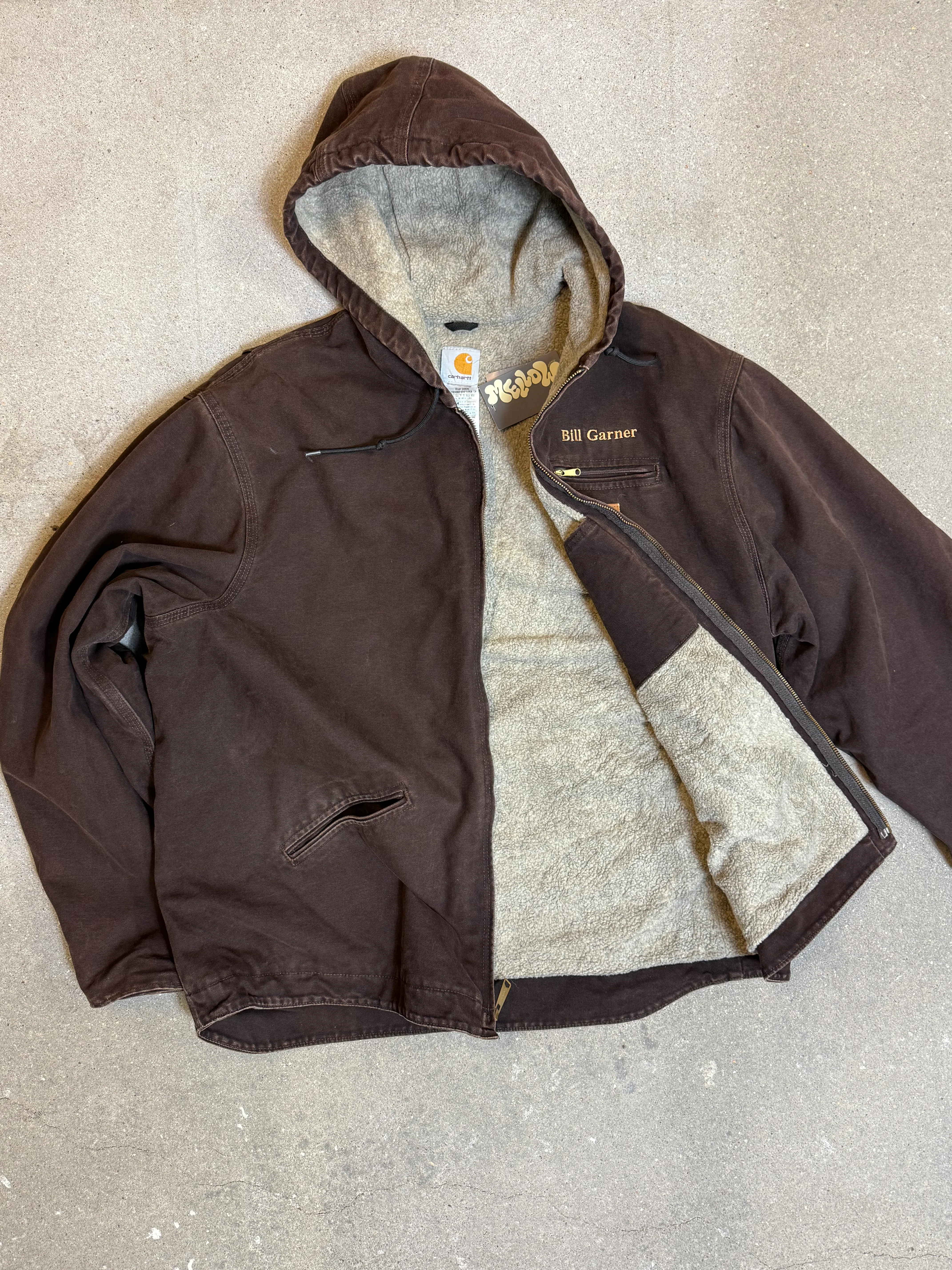 1990s Carhartt Active Jacket J141 DKB in Faded Brown 'Bill Garner'  (size XXL) (2XL Tall) Assembled in mexico