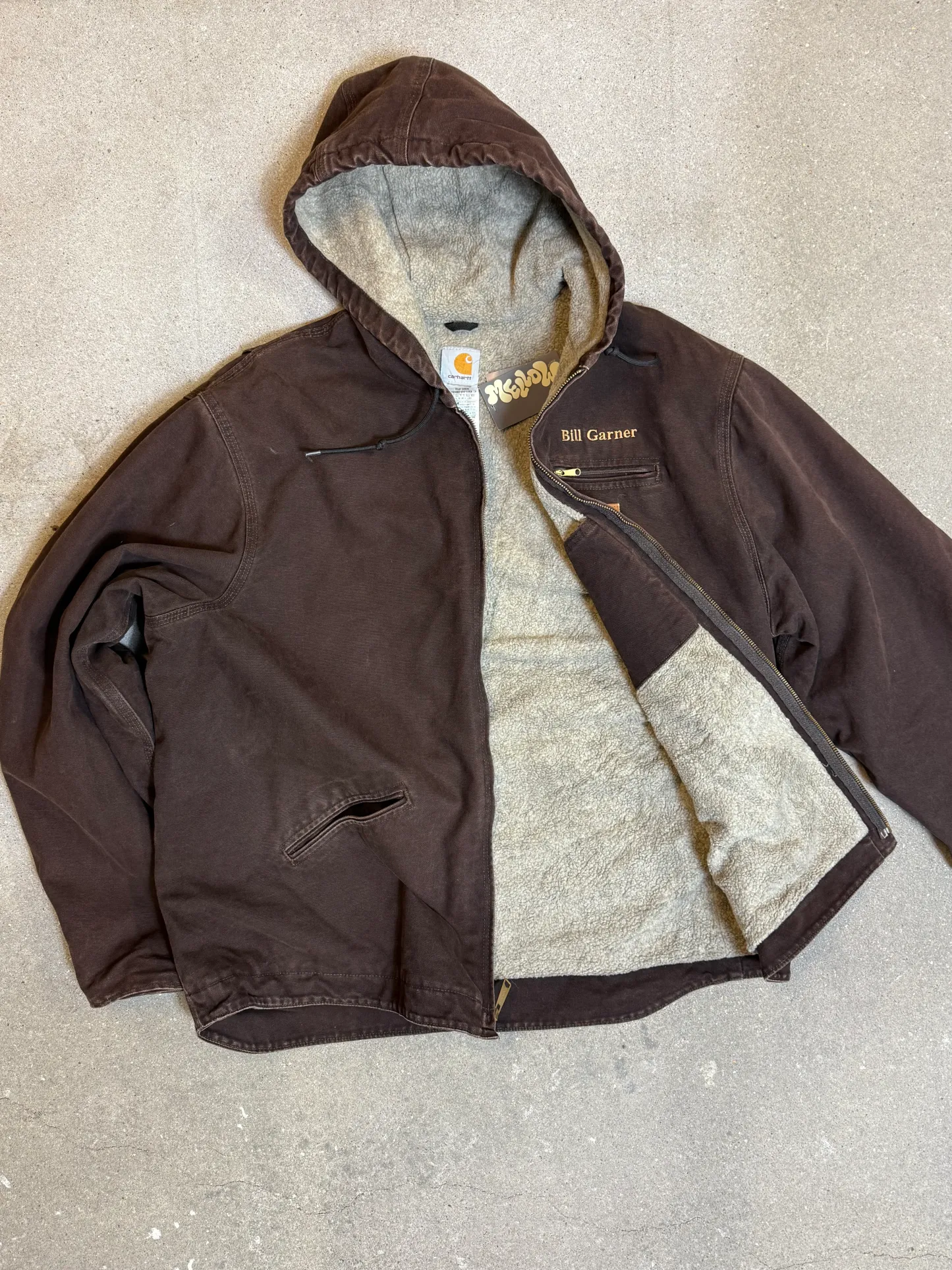 1990s Carhartt Active Jacket J141 DKB in Faded Brown 'Bill Garner'  (size XXL) (2XL Tall) Assembled in mexico