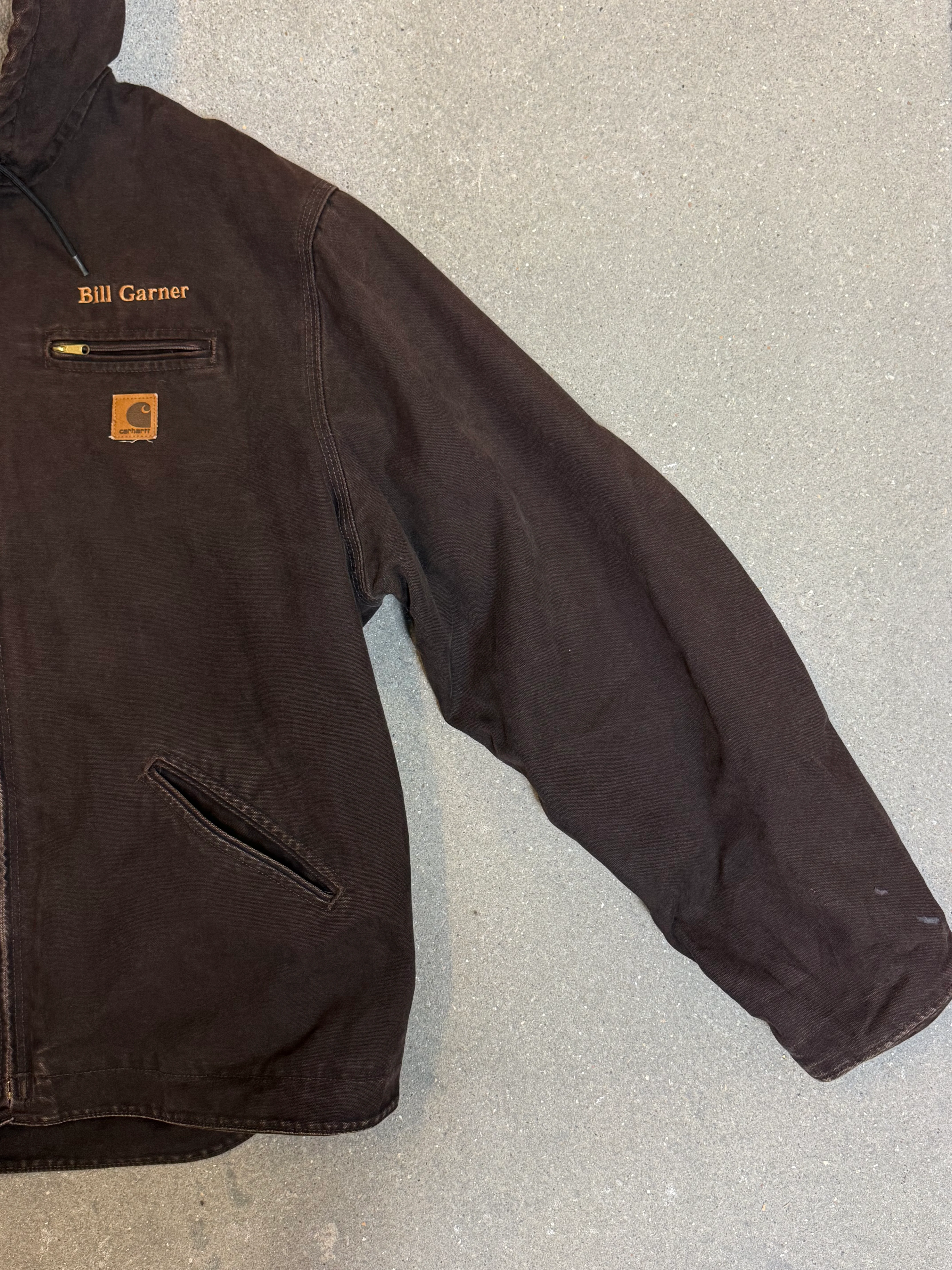 1990s Carhartt Active Jacket J141 DKB in Faded Brown 'Bill Garner'  (size XXL) (2XL Tall) Assembled in mexico