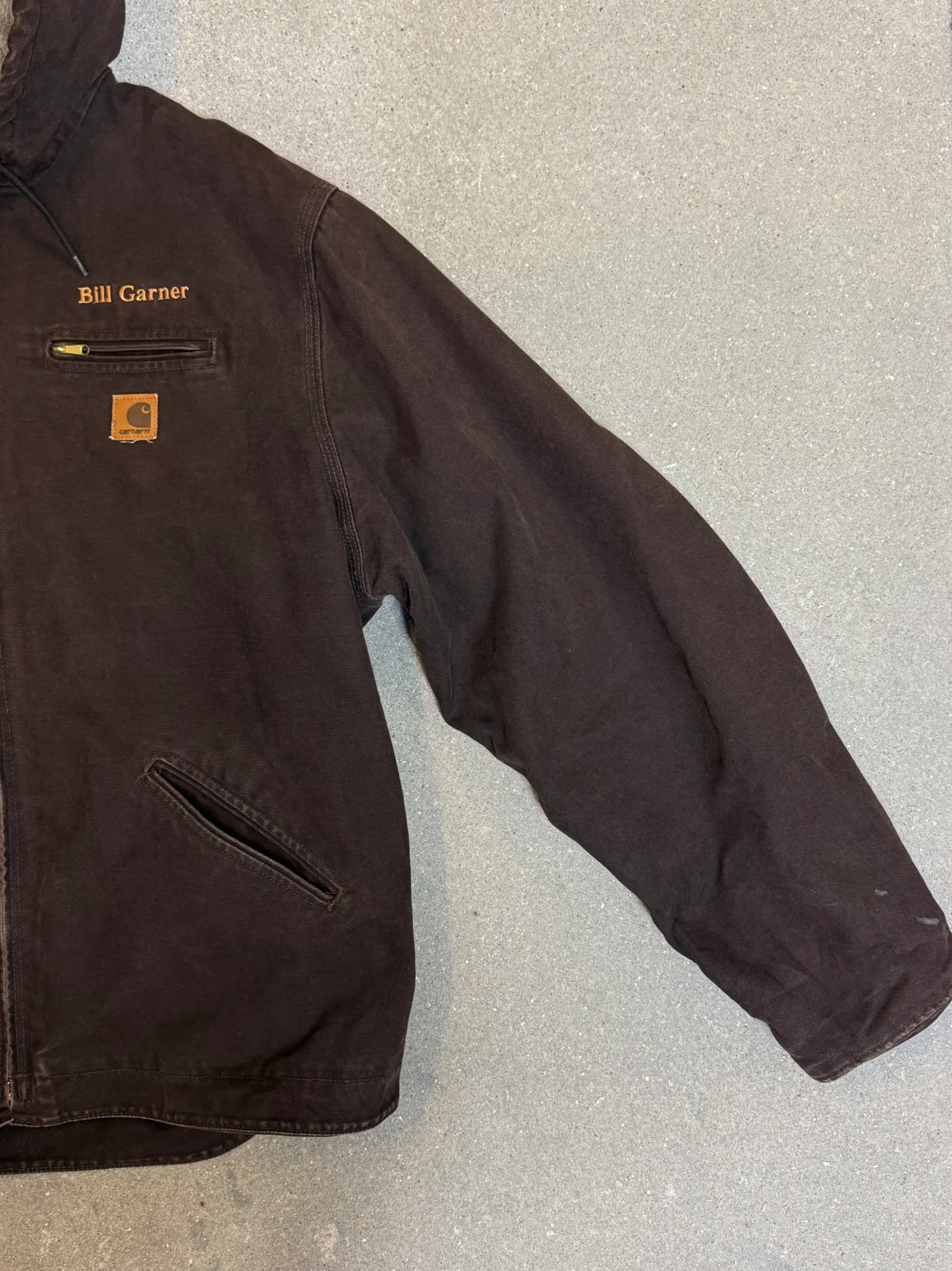 1990s Carhartt Active Jacket J141 DKB in Faded Brown 'Bill Garner'  (size XXL) (2XL Tall) Assembled in mexico