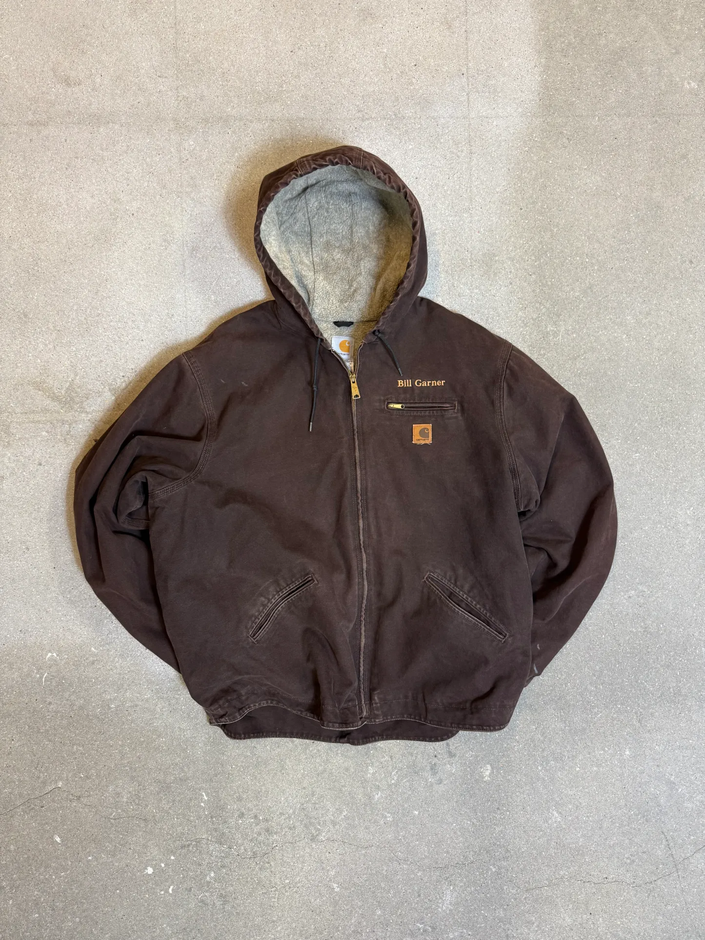 1990s Carhartt Active Jacket J141 DKB in Faded Brown 'Bill Garner'  (size XXL) (2XL Tall) Assembled in mexico