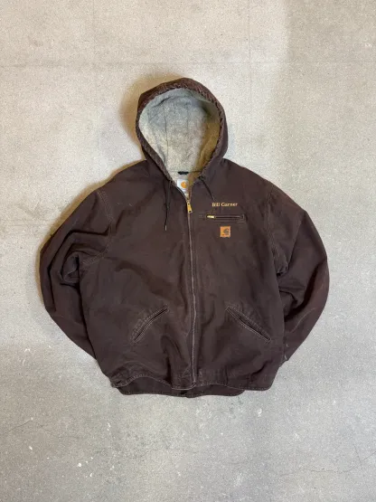 1990s Carhartt Active Jacket J141 DKB in Faded Brown 'Bill Garner'  (size XXL) (2XL Tall) Assembled in mexico