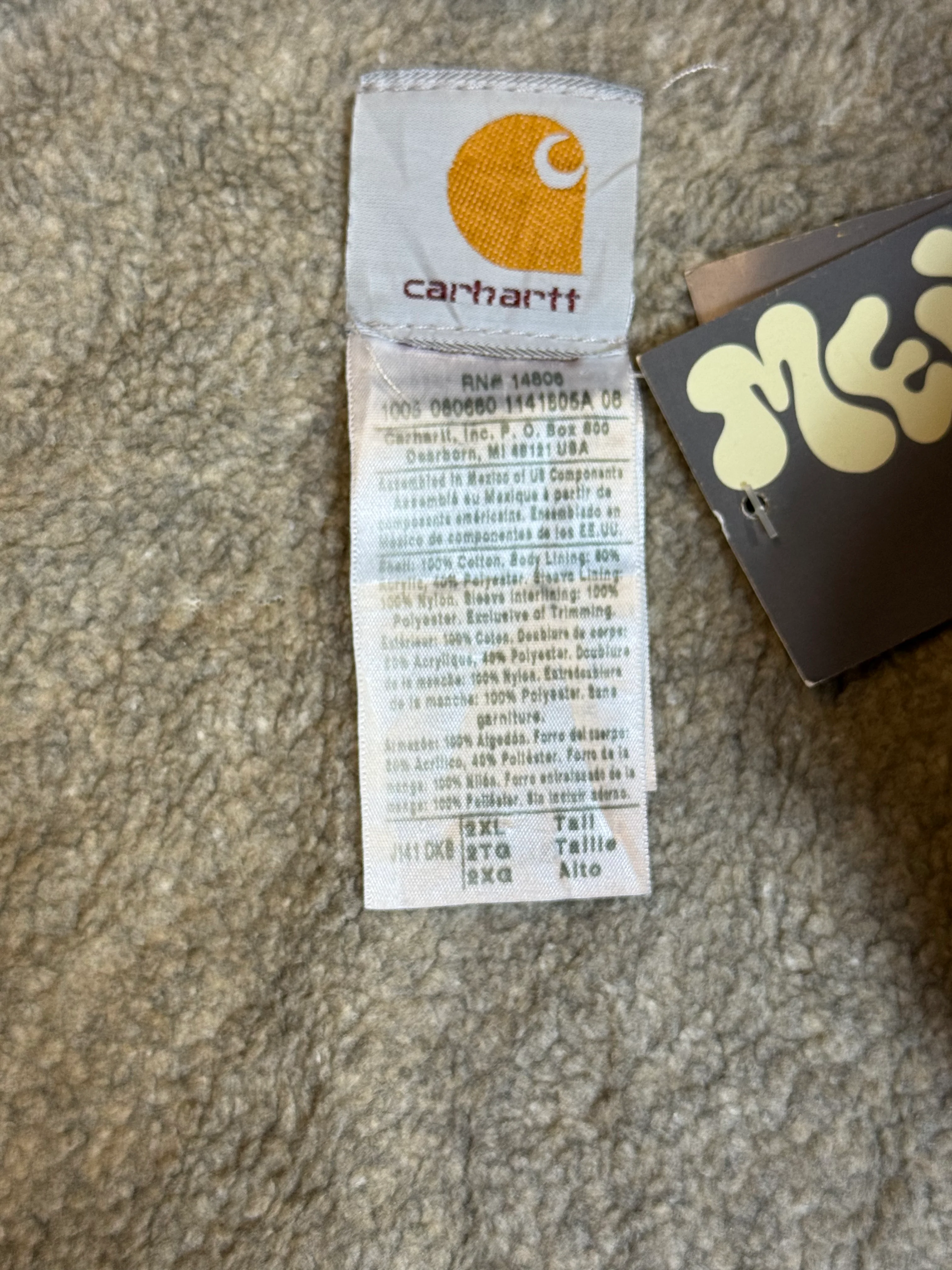 1990s Carhartt Active Jacket J141 DKB in Faded Brown 'Bill Garner'  (size XXL) (2XL Tall) Assembled in mexico