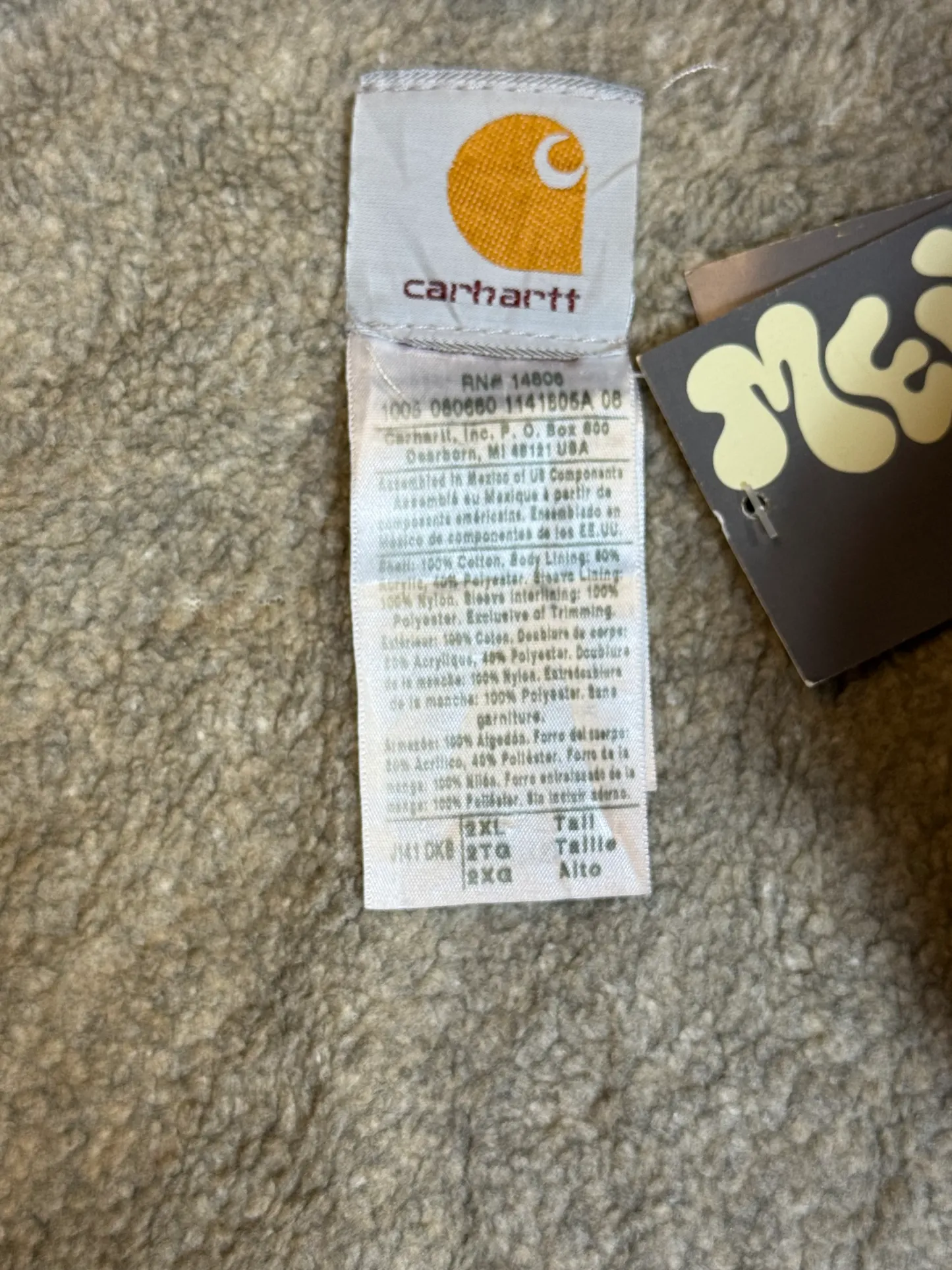 1990s Carhartt Active Jacket J141 DKB in Faded Brown 'Bill Garner'  (size XXL) (2XL Tall) Assembled in mexico