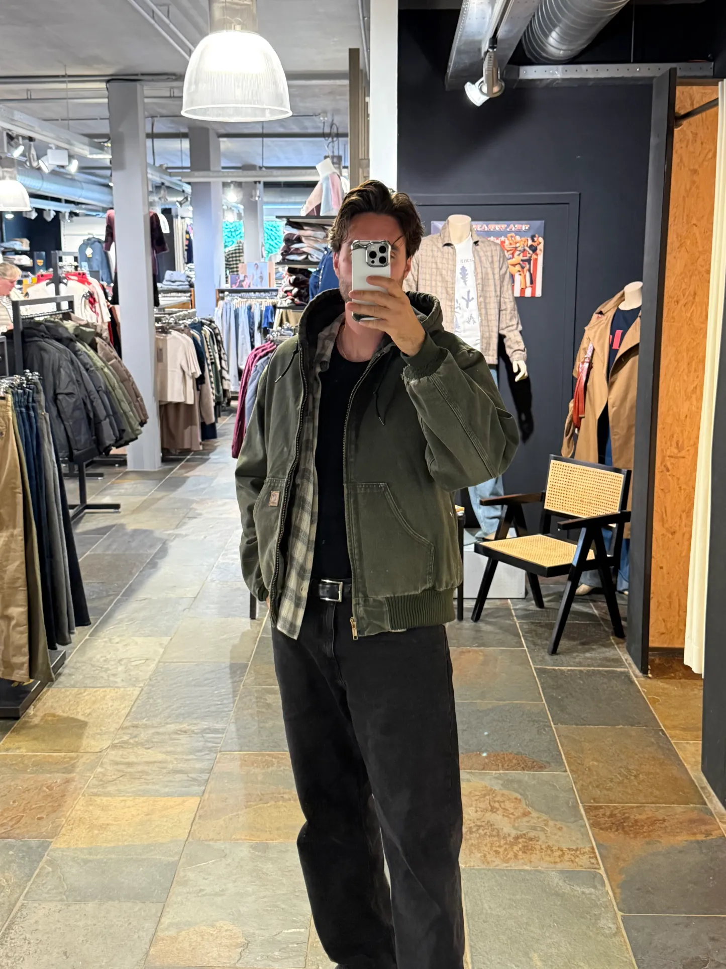 1990s Carhartt Active Jacket J130 MOS in Faded Mossy Green (size M) (Medium Regular)