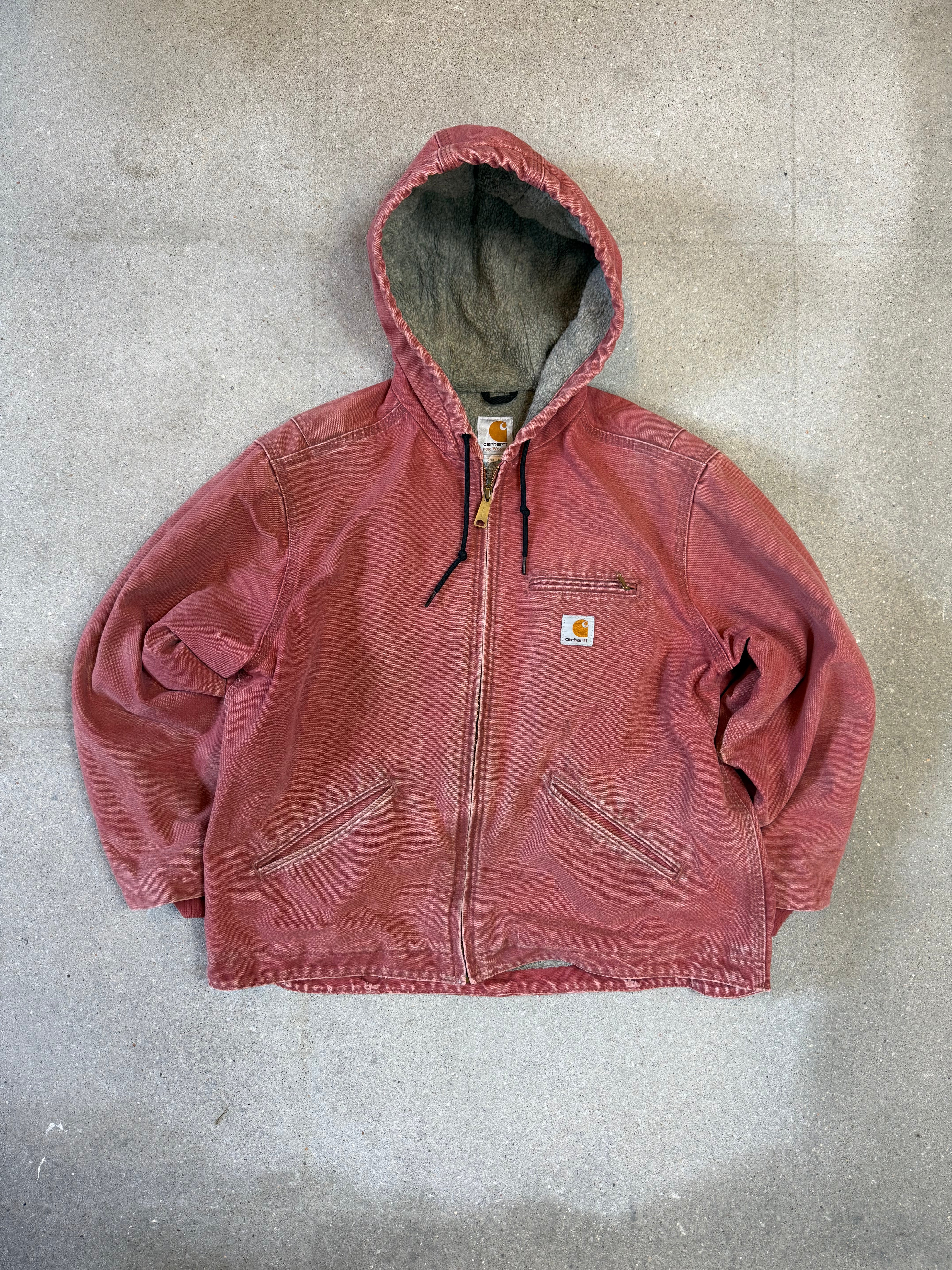 90s Carhartt Lined Sherpa Active Jacket WJ 141 VRS. faded salmon (womens L) (fits mens S)