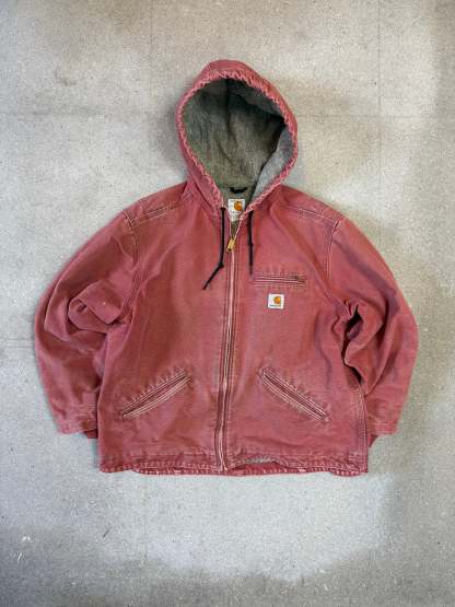 90s Carhartt Lined Sherpa Active Jacket WJ 141 VRS. faded salmon (womens L) (fits mens S)