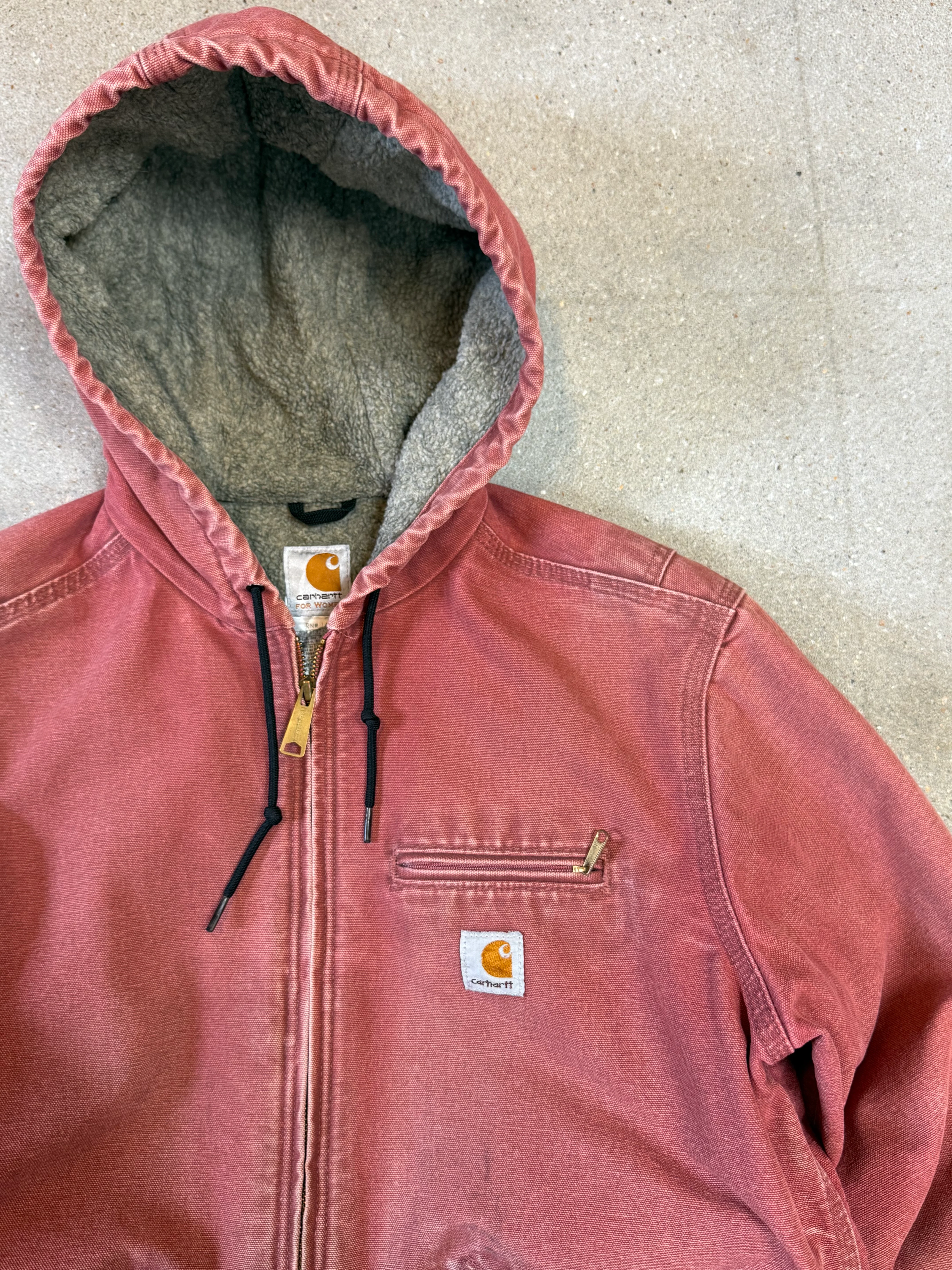 90s Carhartt Lined Sherpa Active Jacket WJ 141 VRS. faded salmon (womens L) (fits mens S)