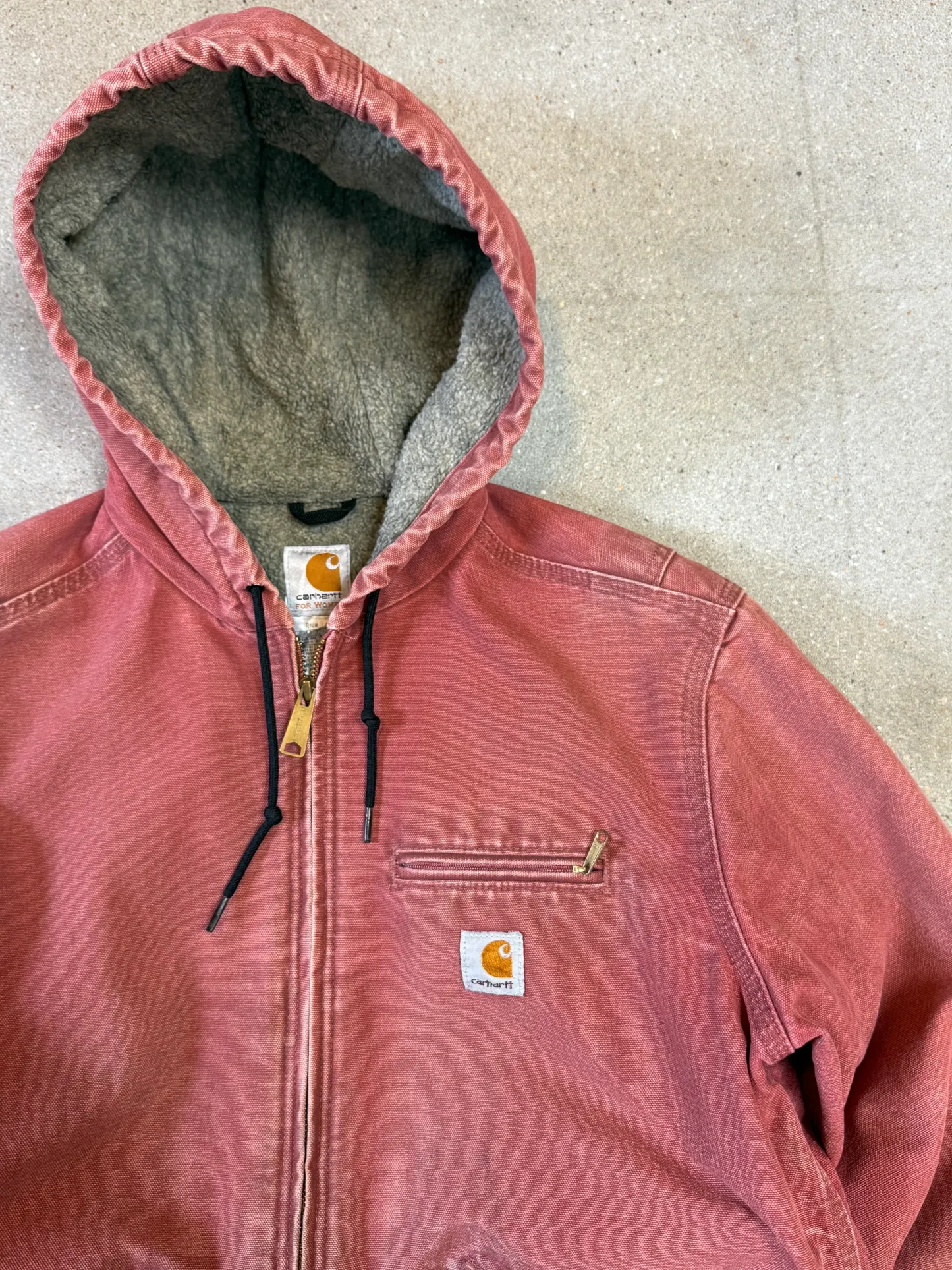 90s Carhartt Lined Sherpa Active Jacket WJ 141 VRS. faded salmon (womens L) (fits mens S)