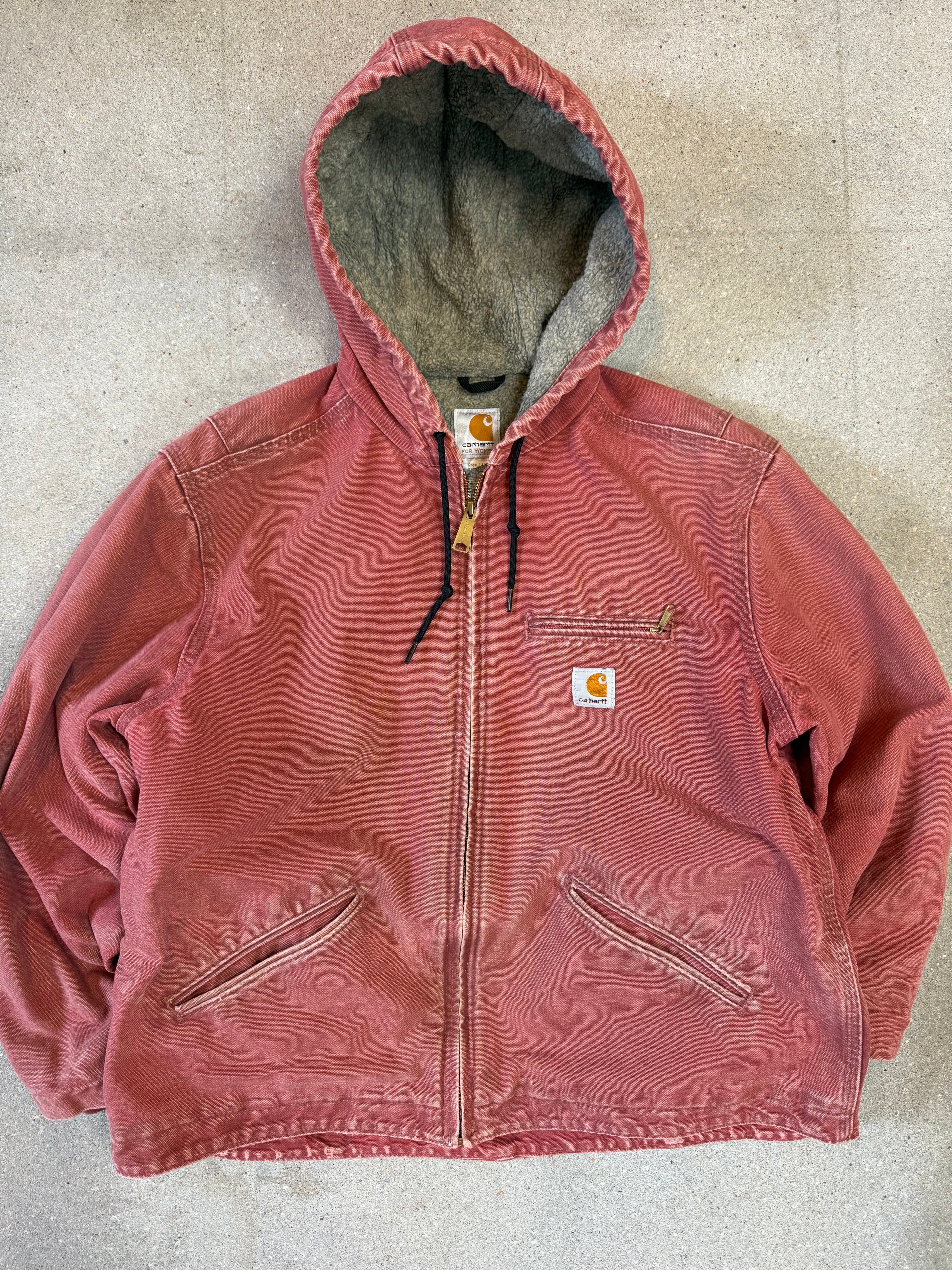 90s Carhartt Lined Sherpa Active Jacket WJ 141 VRS. faded salmon (womens L) (fits mens S)