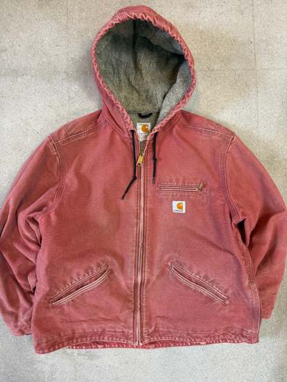 90s Carhartt Lined Sherpa Active Jacket WJ 141 VRS. faded salmon (womens L) (fits mens S)