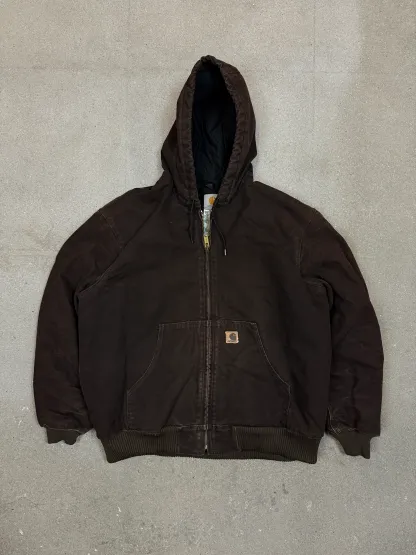 1990s Carhartt Active Jacket J130 DKB in Faded Brown (size XL) (X-Large Regular)