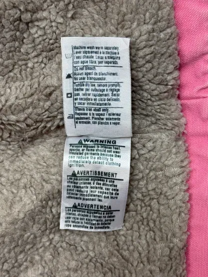 1990s Carhartt Lined Sherpa Hooded Active Jacket WJ141 PKR. Faded bubblegum (womens Small) (Youth Medium 8-10)