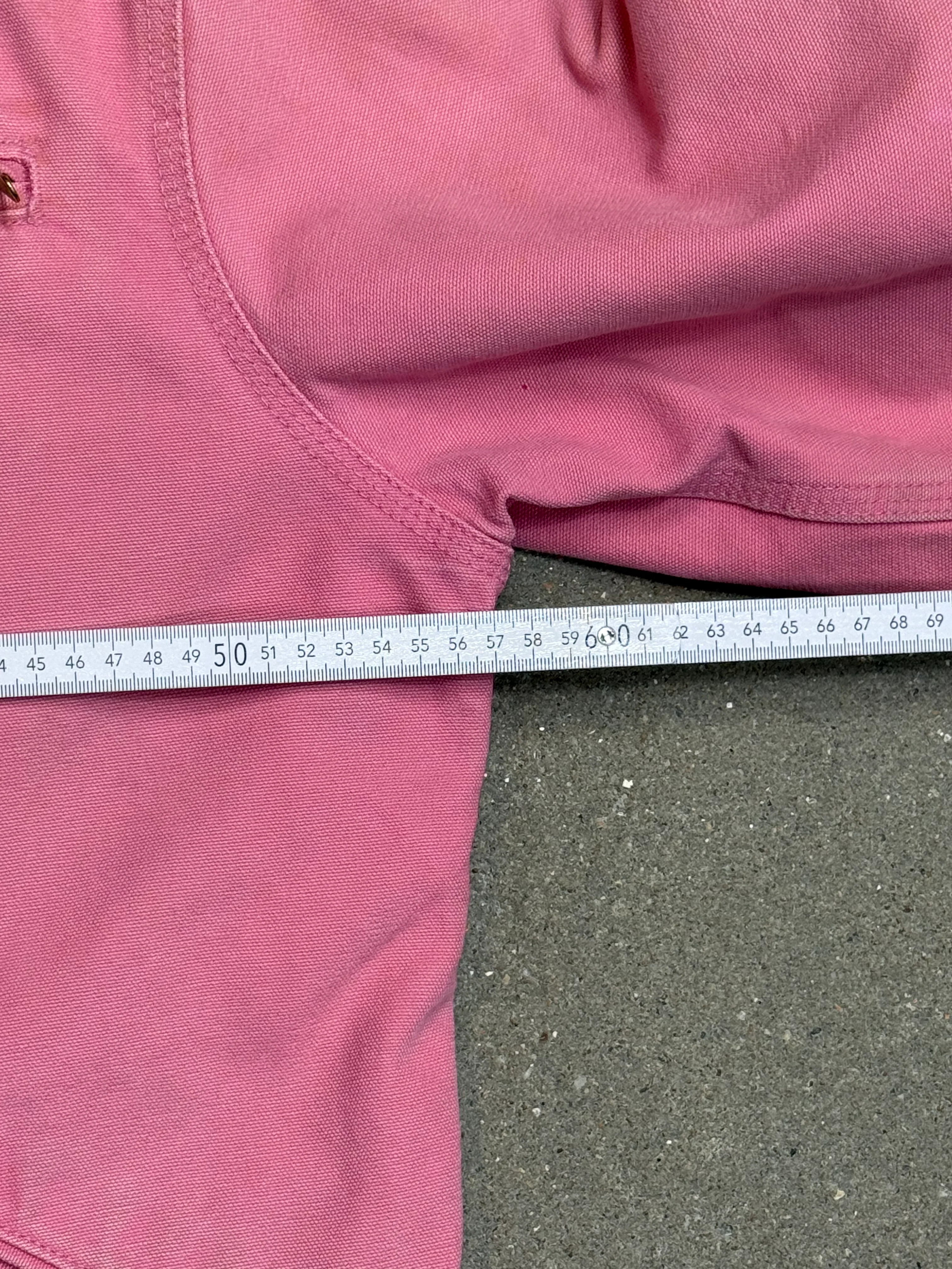 1990s Carhartt Lined Sherpa Hooded Active Jacket WJ141 PKR. Faded bubblegum (womens Small) (Youth Medium 8-10)