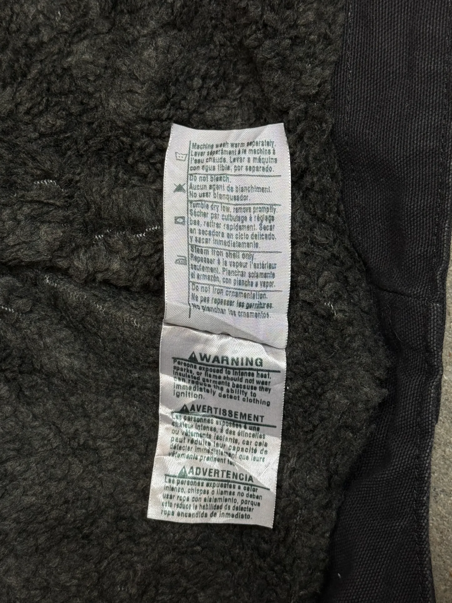 1990s Carhartt J141-BLK Mens Black Sherpa Lined Work Hooded Active Jacket (size XL Regular) Made in Mexico