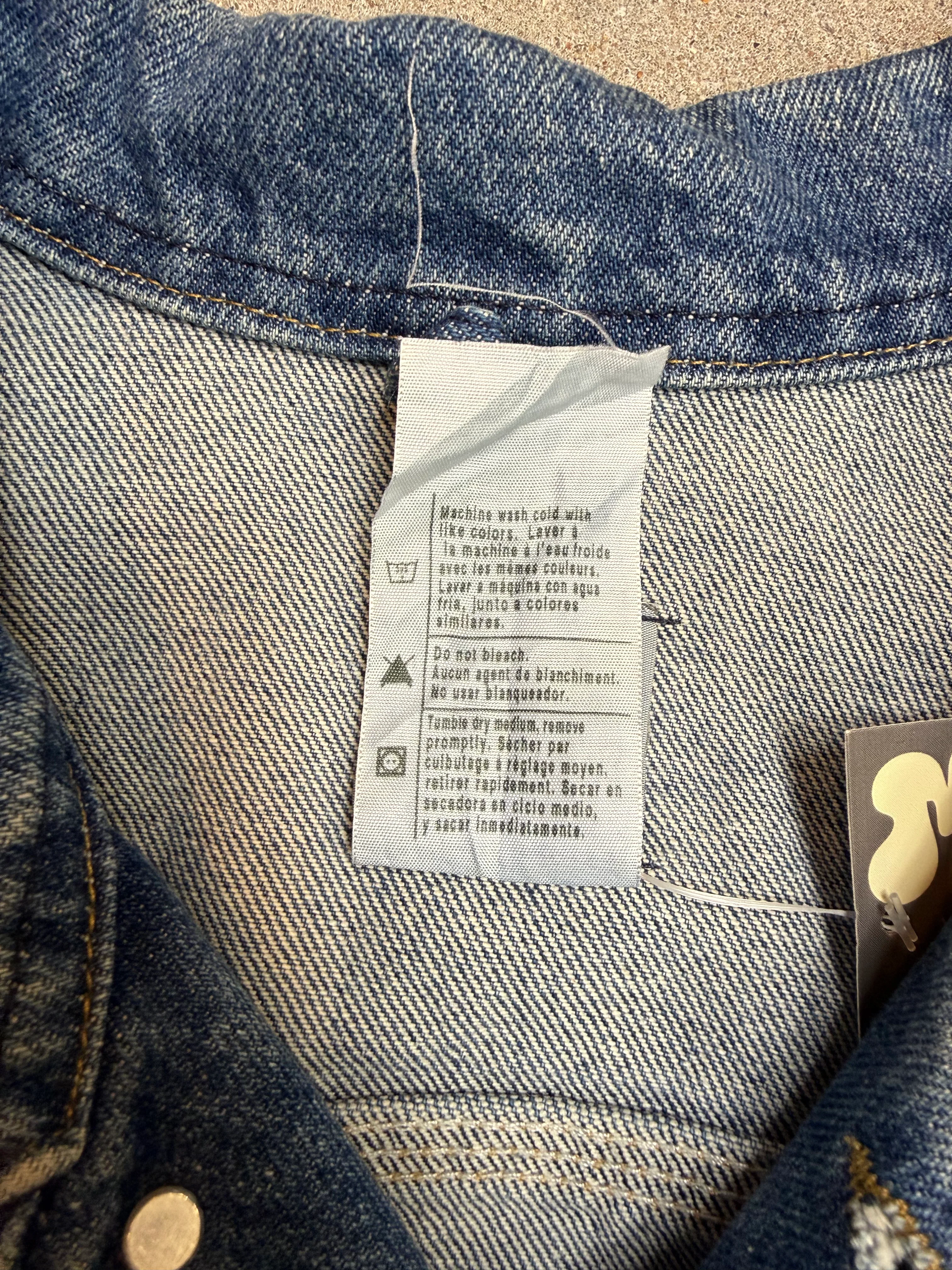 2005 Y2K Carhartt Jeans Jacket J12 DST Mens Medium Blue Denim Trucker Made in USA ( XL )