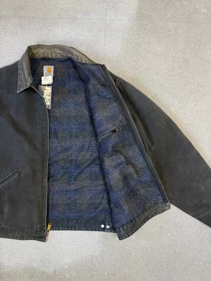 Rare 1990s Carhartt Detroit Jacket J97 PTL faded dark green / contrast collar (size XL) (size X-Large regular)