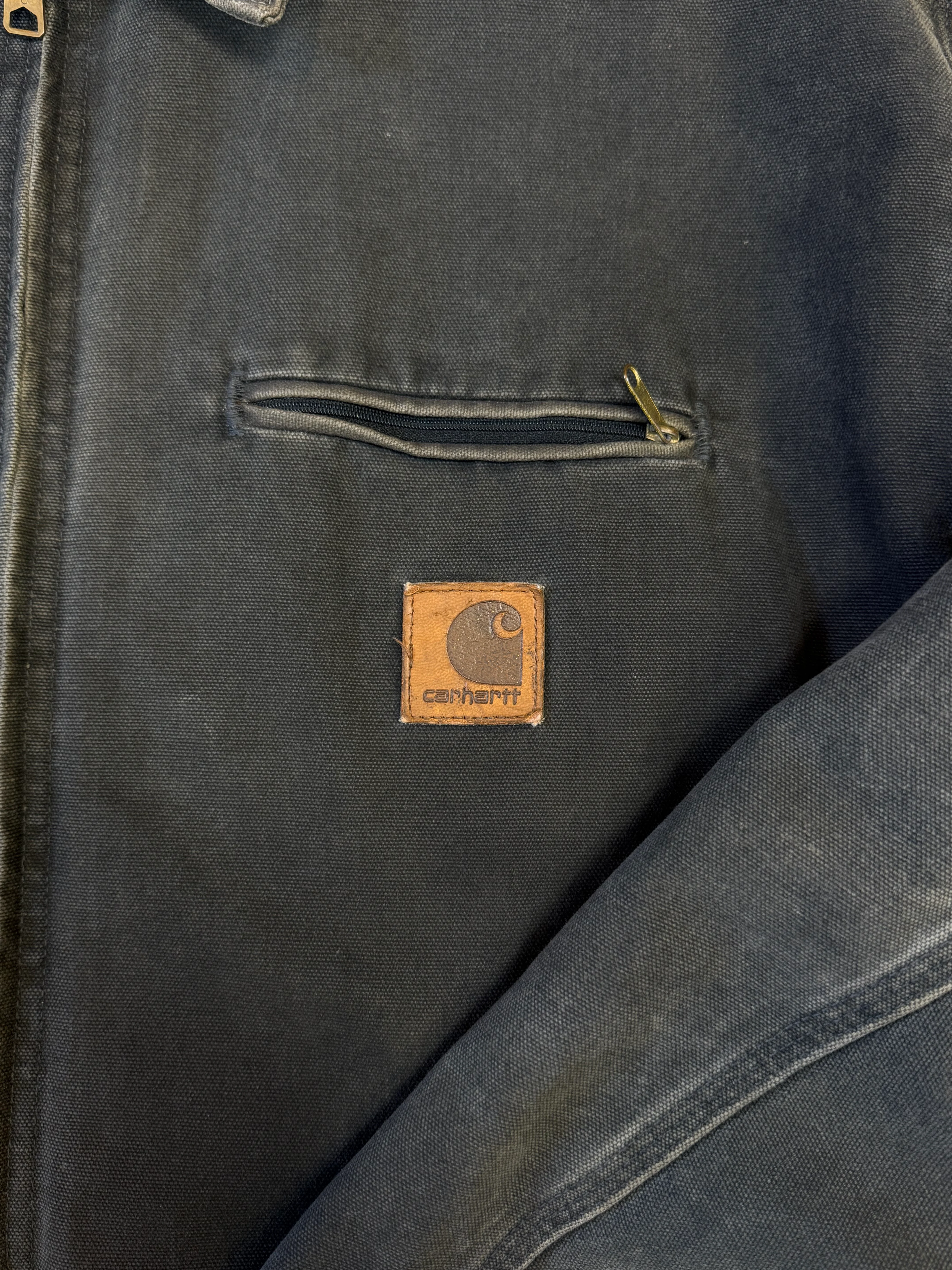 Rare 1990s Carhartt Detroit Jacket J97 PTL faded dark green / contrast collar (size XL) (size X-Large regular)