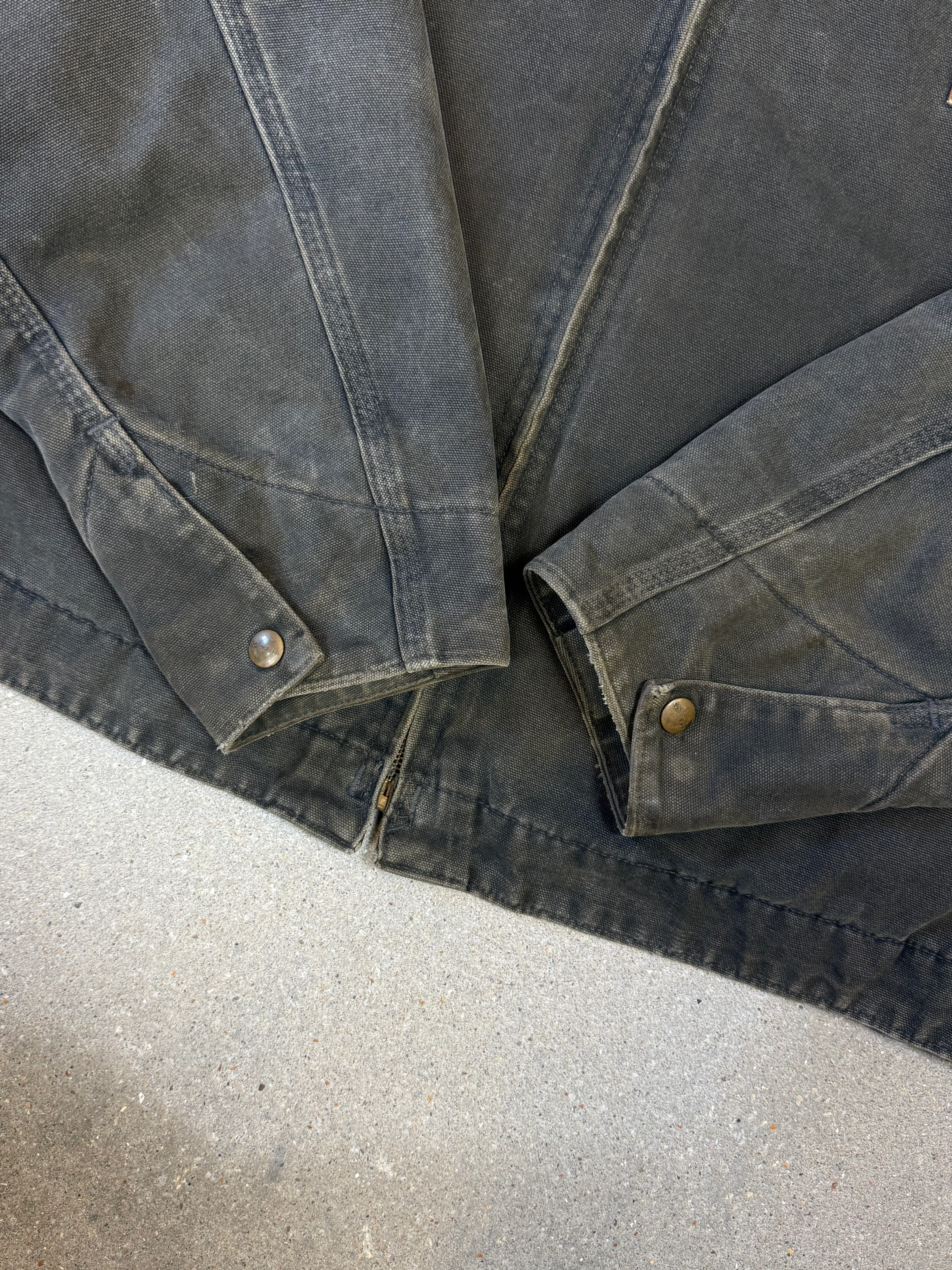 Rare 1990s Carhartt Detroit Jacket J97 PTL faded dark green / contrast collar (size XL) (size X-Large regular)