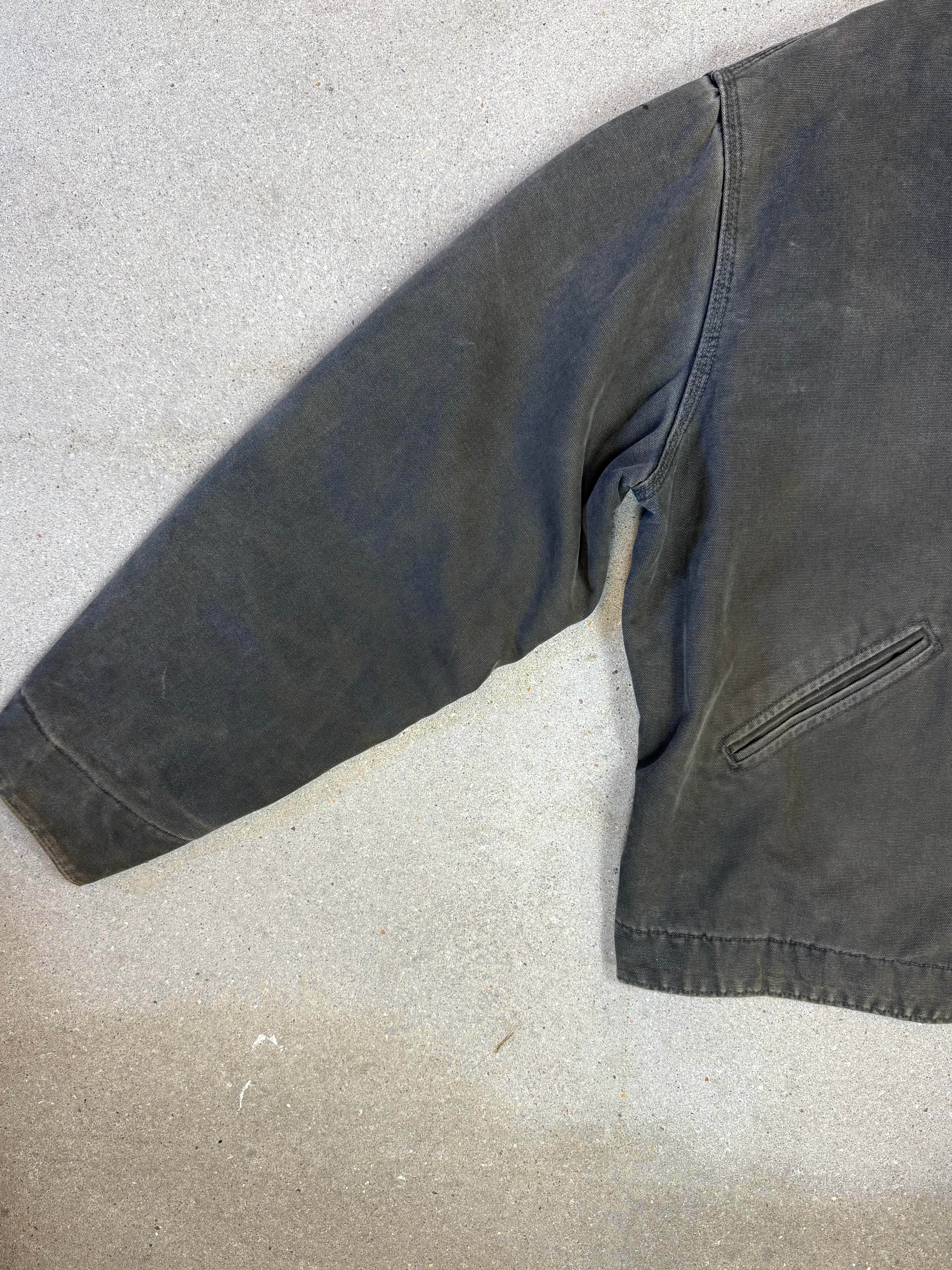 Rare 1990s Carhartt Detroit Jacket J97 PTL faded dark green / contrast collar (size XL) (size X-Large regular)