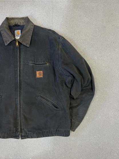 Rare 1990s Carhartt Detroit Jacket J97 PTL faded dark green / contrast collar (size XL) (size X-Large regular)