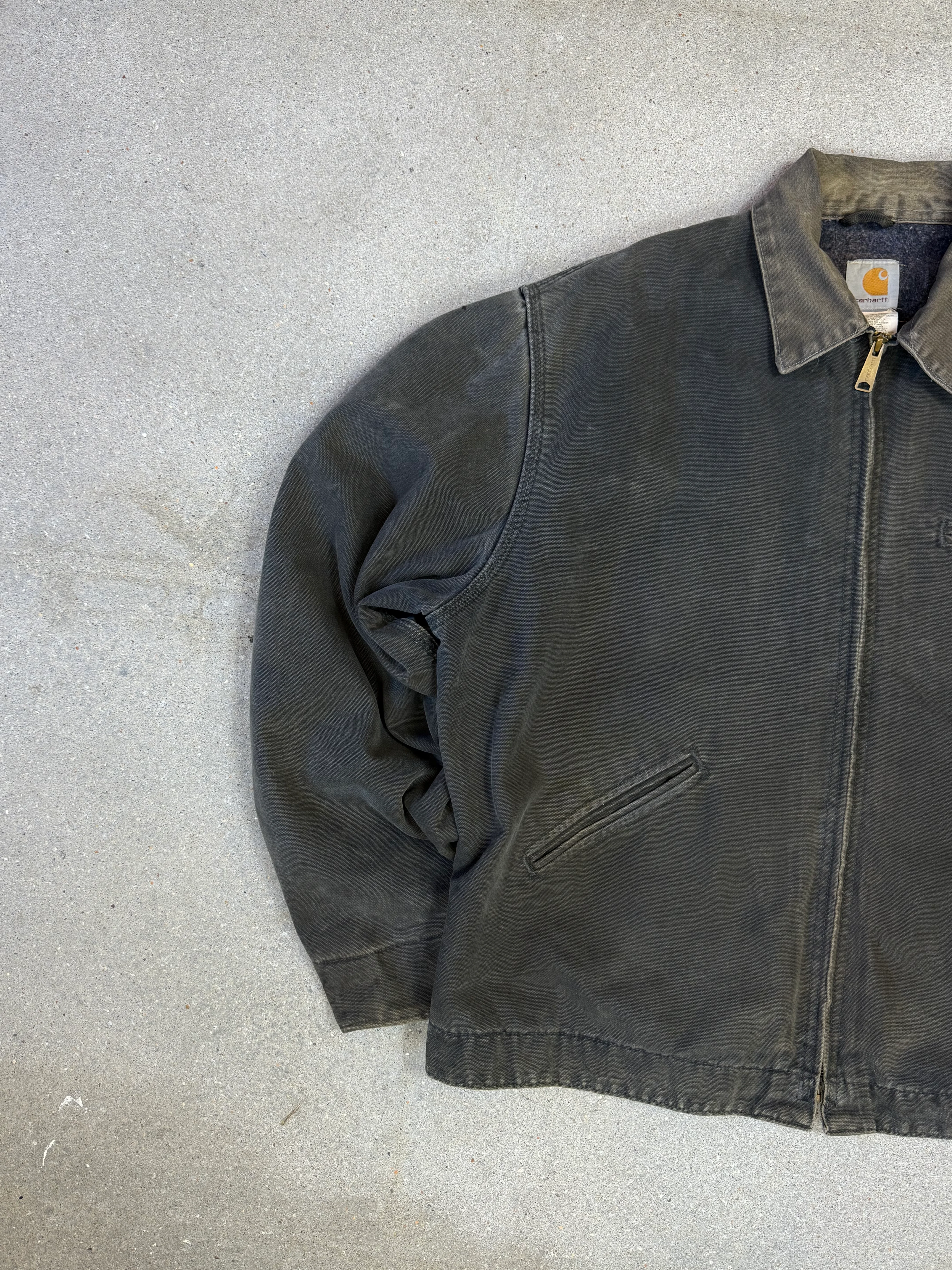 Rare 1990s Carhartt Detroit Jacket J97 PTL faded dark green / contrast collar (size XL) (size X-Large regular)