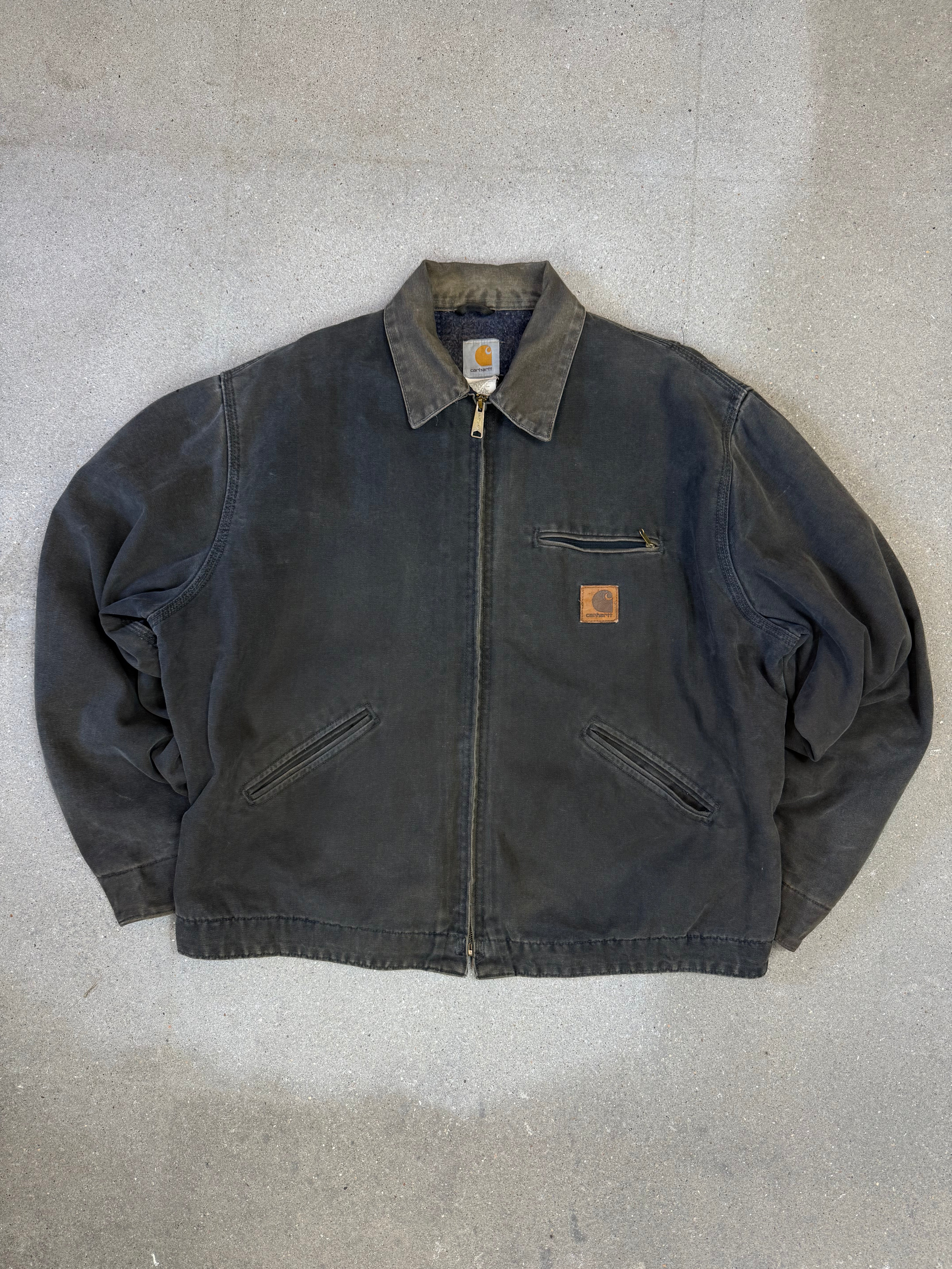 Rare 1990s Carhartt Detroit Jacket J97 PTL faded dark green / contrast collar (size XL) (size X-Large regular)