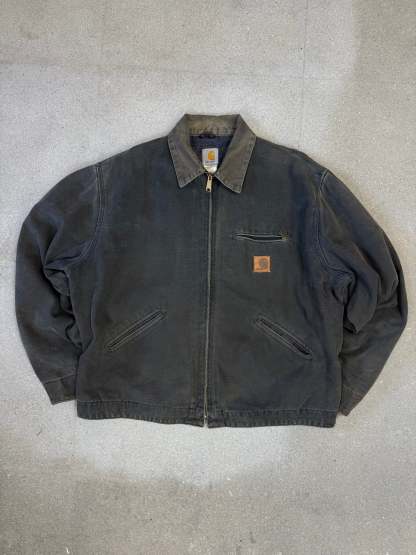 Rare 1990s Carhartt Detroit Jacket J97 PTL faded dark green / contrast collar (size XL) (size X-Large regular)