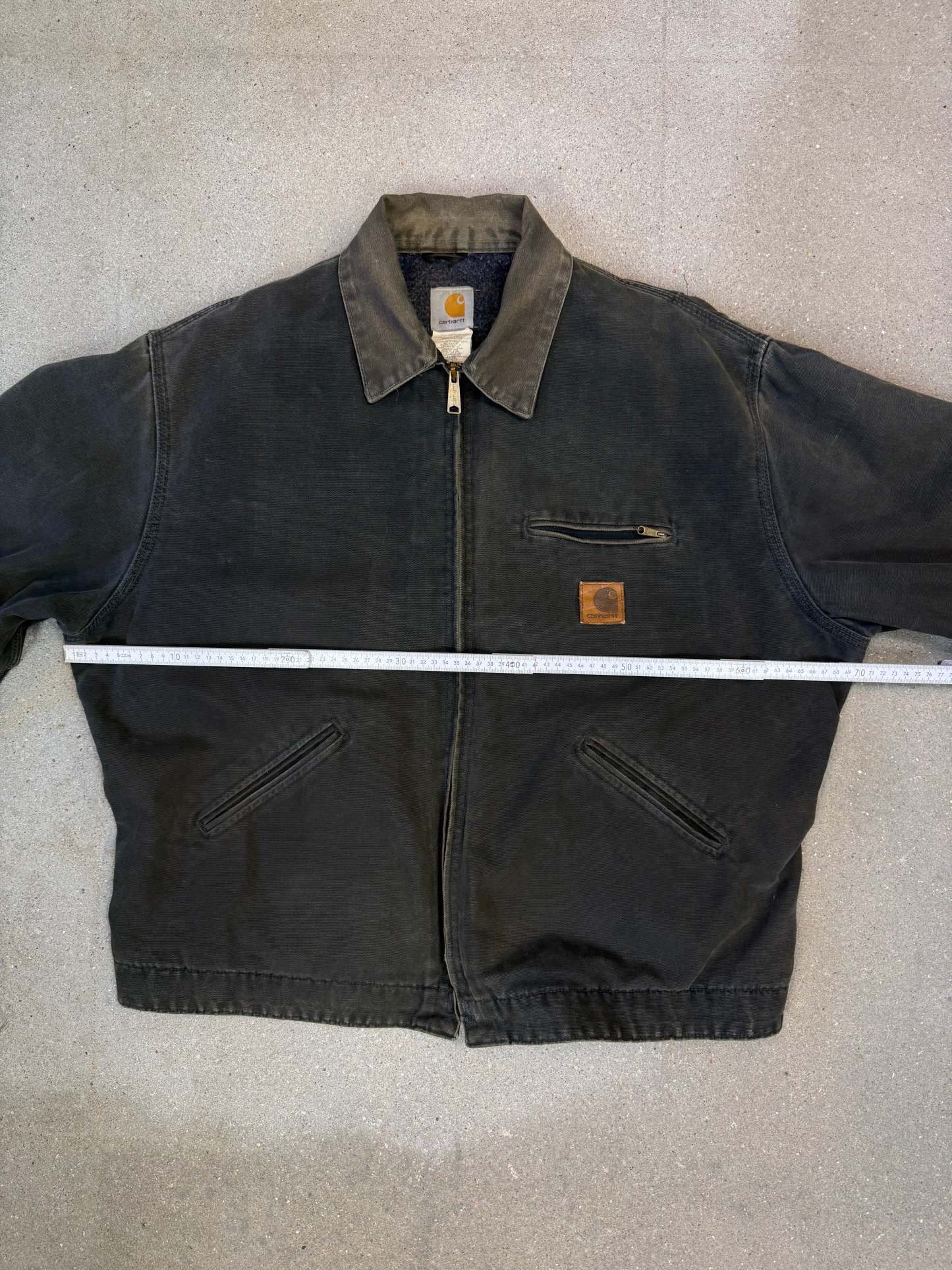 Rare 1990s Carhartt Detroit Jacket J97 PTL faded dark green / contrast collar (size XL) (size X-Large regular)