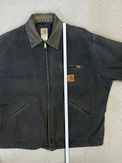 Rare 1990s Carhartt Detroit Jacket J97 PTL faded dark green / contrast collar (size XL) (size X-Large regular)