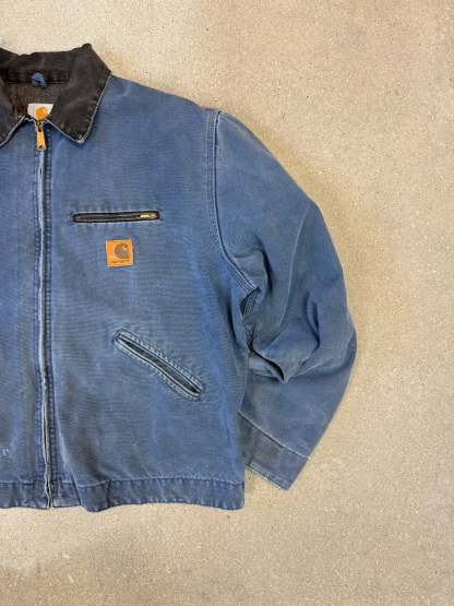 Very Rare 1990s Carhartt Detroit Jacket J65 BLU faded petrol blue / contrast collar (size XL) (size X-Large regular)