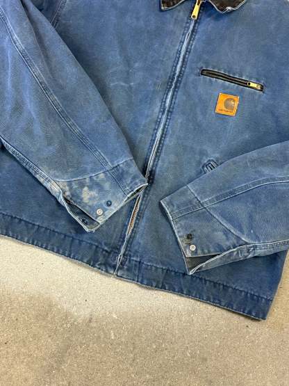 Very Rare 1990s Carhartt Detroit Jacket J65 BLU faded petrol blue / contrast collar (size XL) (size X-Large regular)