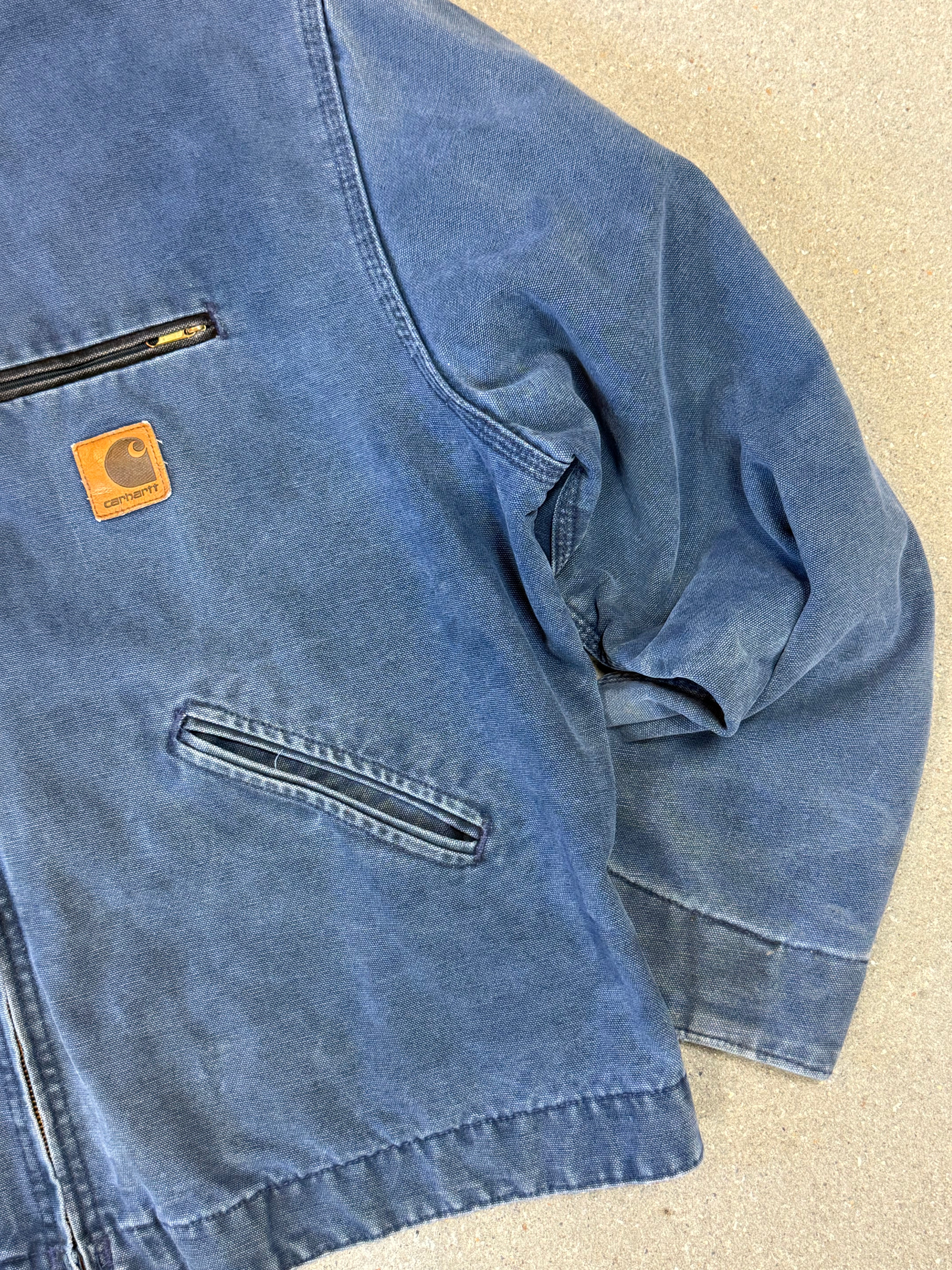 Very Rare 1990s Carhartt Detroit Jacket J65 BLU faded petrol blue / contrast collar (size XL) (size X-Large regular)