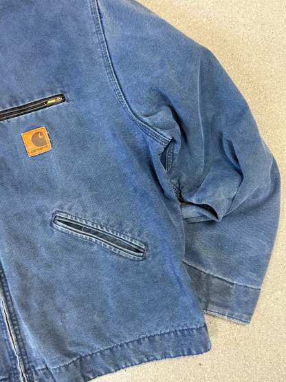 Very Rare 1990s Carhartt Detroit Jacket J65 BLU faded petrol blue / contrast collar (size XL) (size X-Large regular)