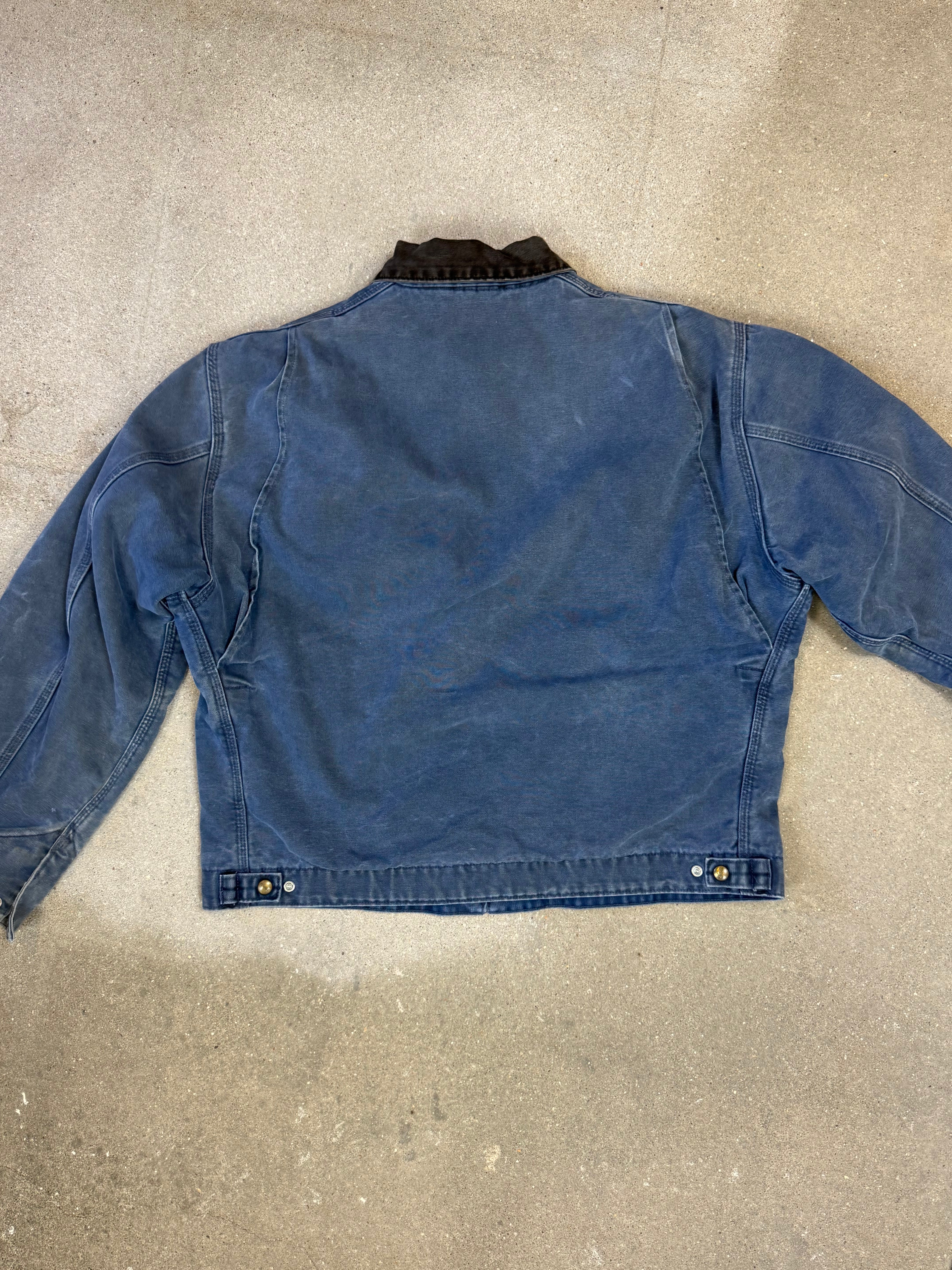 Very Rare 1990s Carhartt Detroit Jacket J65 BLU faded petrol blue / contrast collar (size XL) (size X-Large regular)