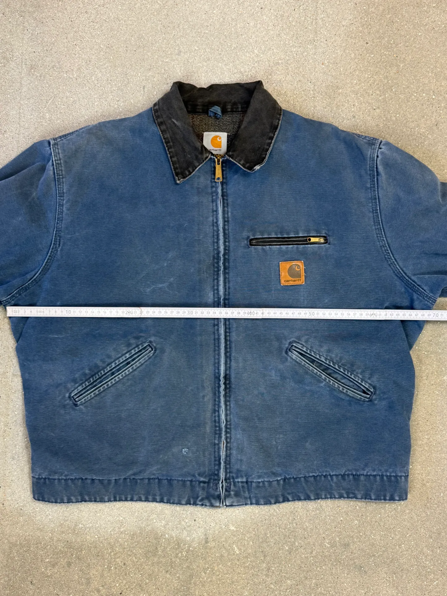 Very Rare 1990s Carhartt Detroit Jacket J65 BLU faded petrol blue / contrast collar (size XL) (size X-Large regular)