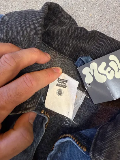 Very Rare 1990s Carhartt Detroit Jacket J65 BLU faded petrol blue / contrast collar (size XL) (size X-Large regular)