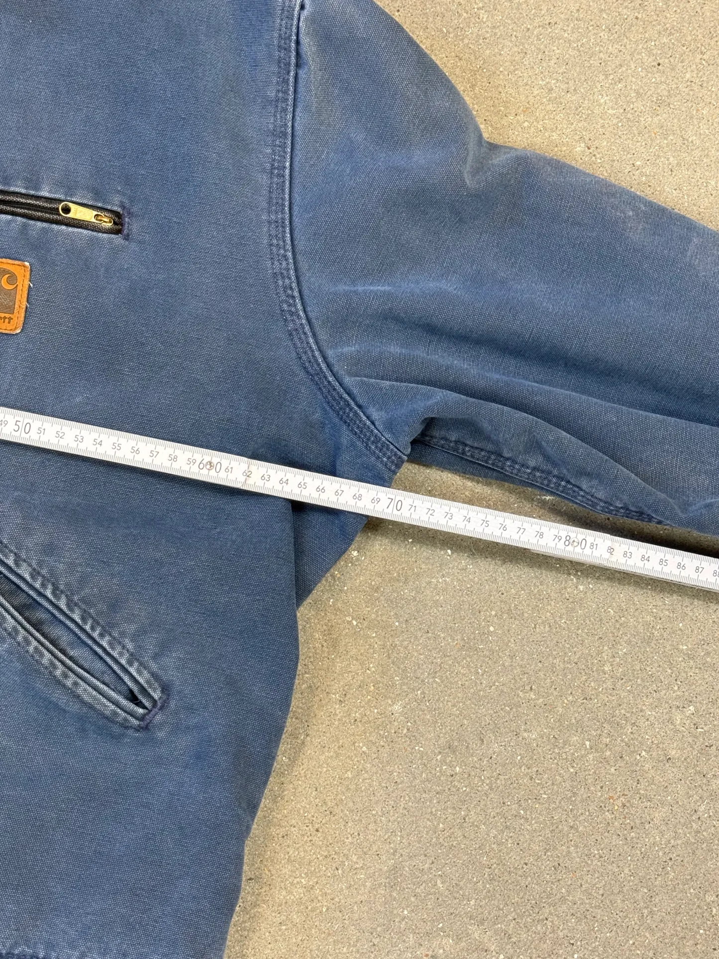 Very Rare 1990s Carhartt Detroit Jacket J65 BLU faded petrol blue / contrast collar (size XL) (size X-Large regular)