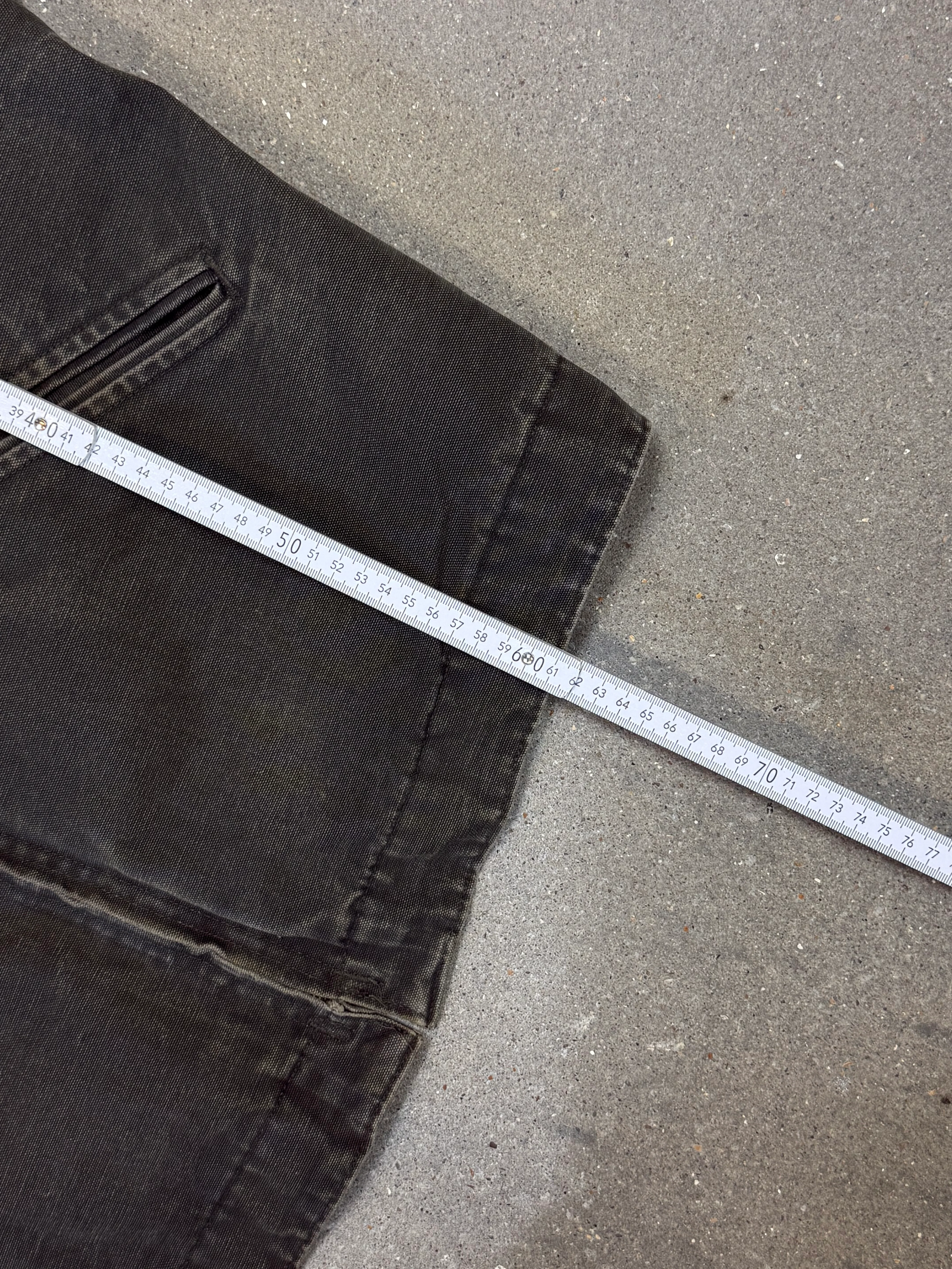 1990s Carhartt Detroit Jacket J97 MOS 'Made in USA' faded green / brown contrast collar (size L) (size Large regular)