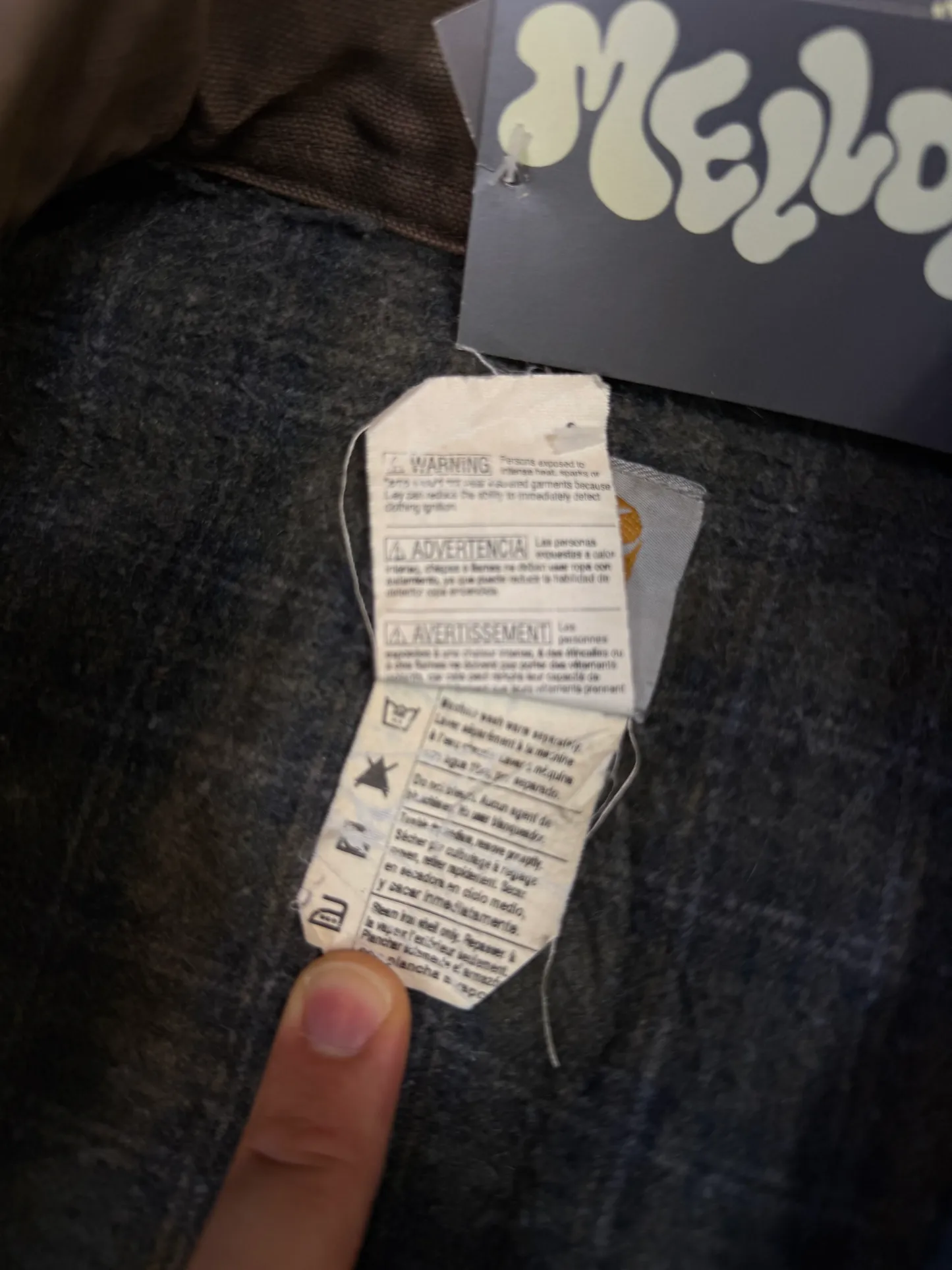 1990s Carhartt Detroit Jacket J97 MOS 'Made in USA' faded green / brown contrast collar (size L) (size Large regular)