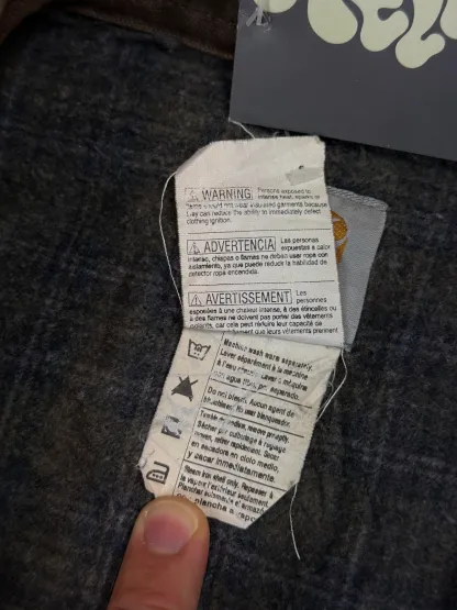 1990s Carhartt Detroit Jacket J97 MOS 'Made in USA' faded green / brown contrast collar (size L) (size Large regular)