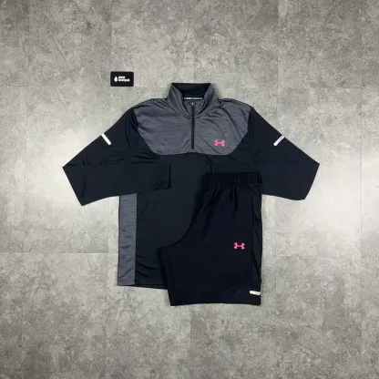 Under Armour Tech Utility 1/4 Zip Black / Pink & Black Tech Utility Shorts Set